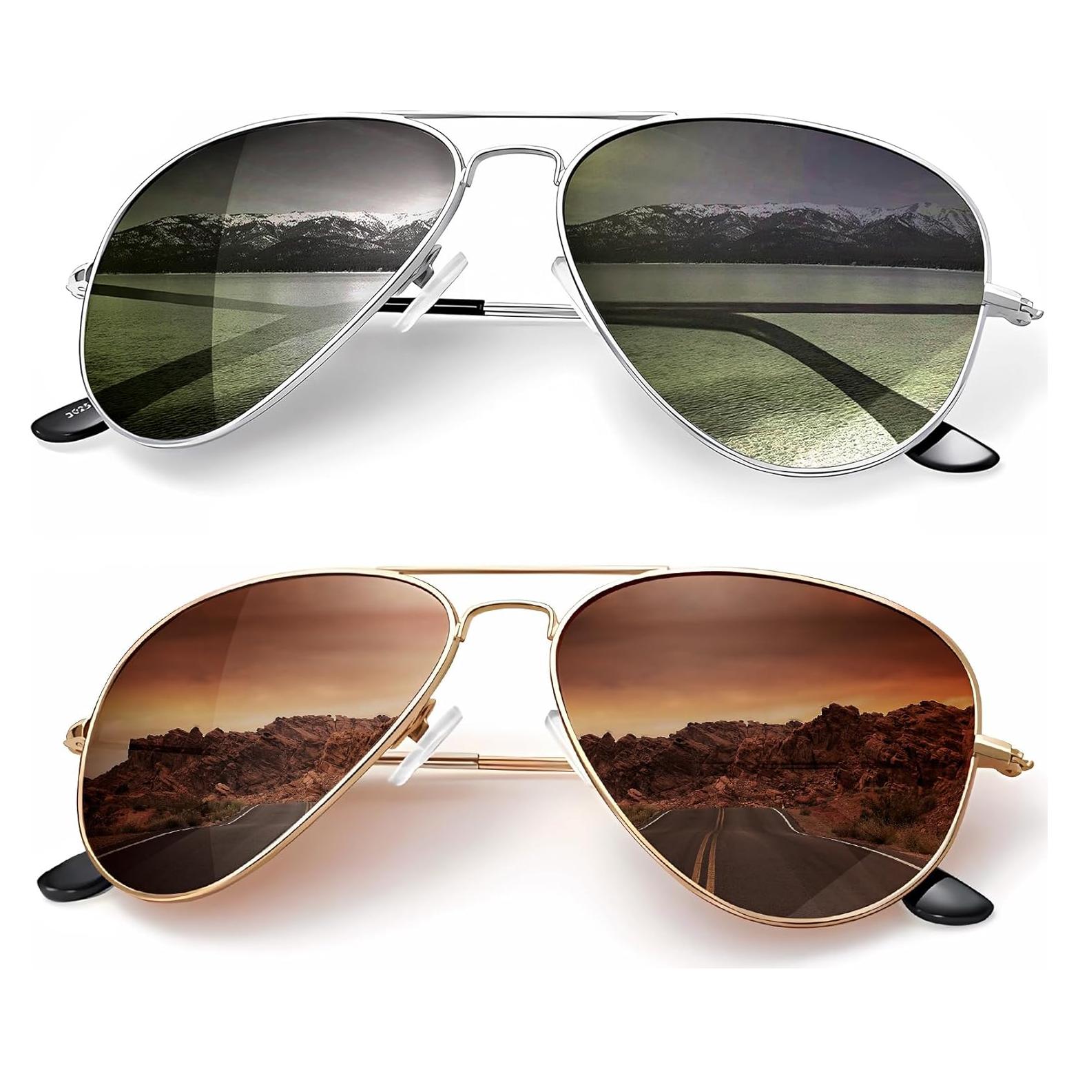 Gafas de Sol KALIYADI Aviador Polarizadas UV 58mm Marrón/Verde