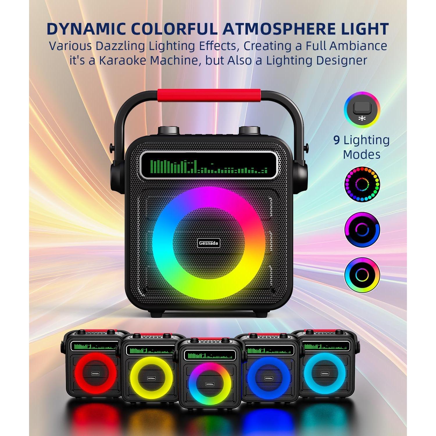 Máquina de Karaoke Gesnada K500 con 2 Micrófonos Inalámbricos