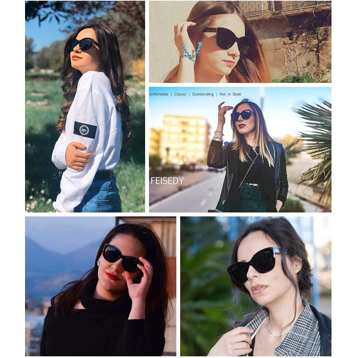 Gafas de Sol FEISEDY Cuadradas Cat Eye Polarizadas 56mm