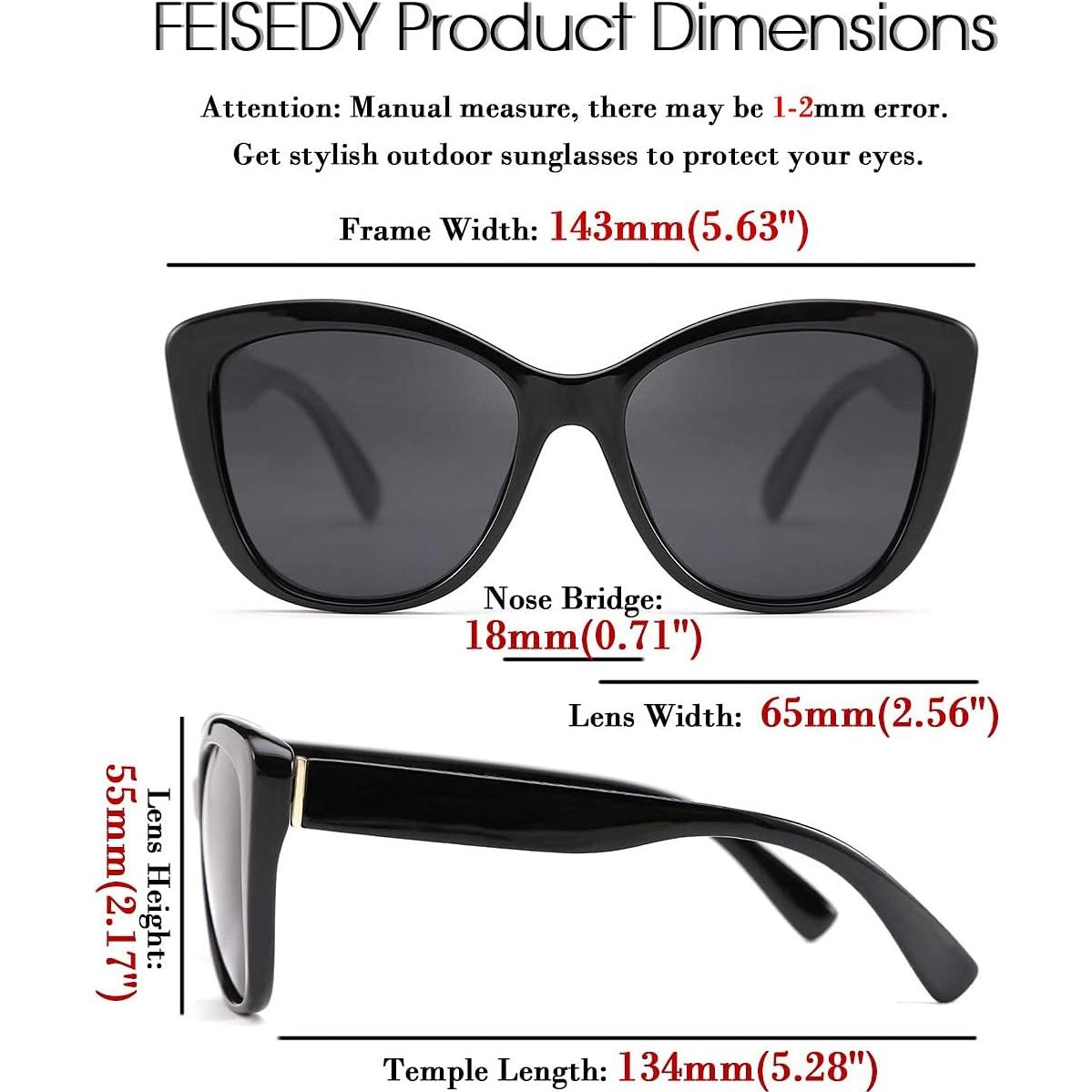 Gafas de Sol FEISEDY Cuadradas Cat Eye Polarizadas 56mm