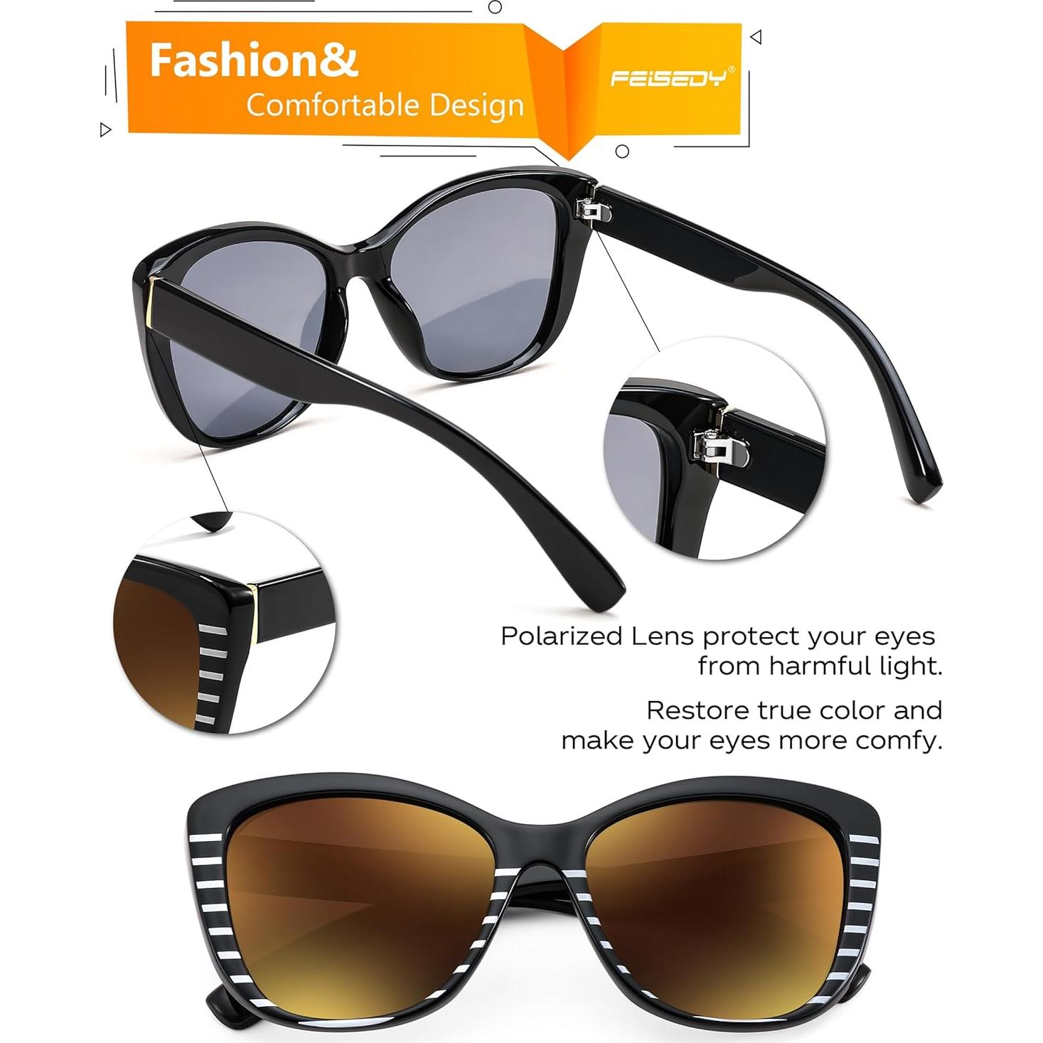 Gafas de Sol FEISEDY Cuadradas Polarizadas UV400 56mm