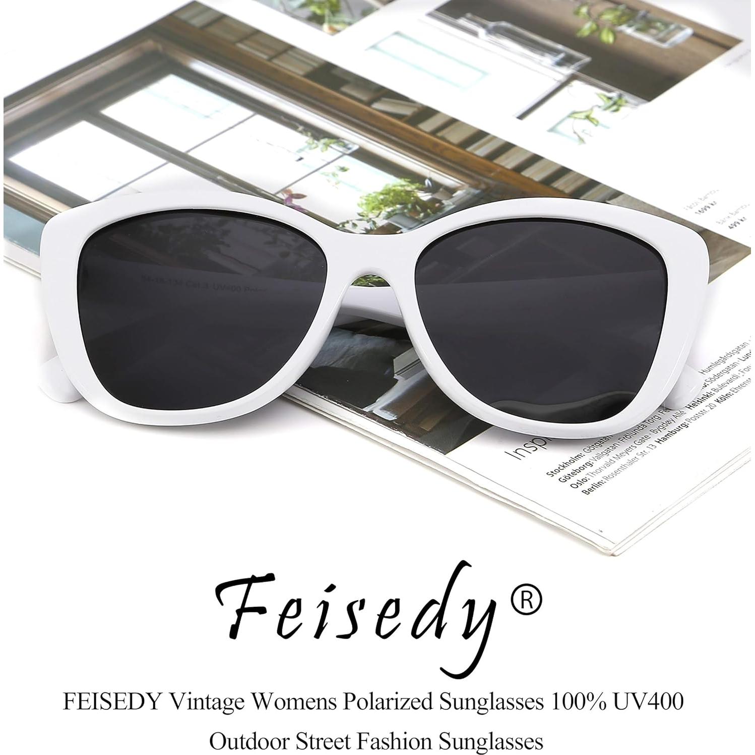 Gafas de Sol FEISEDY Cuadradas Polarizadas 56mm Blancas