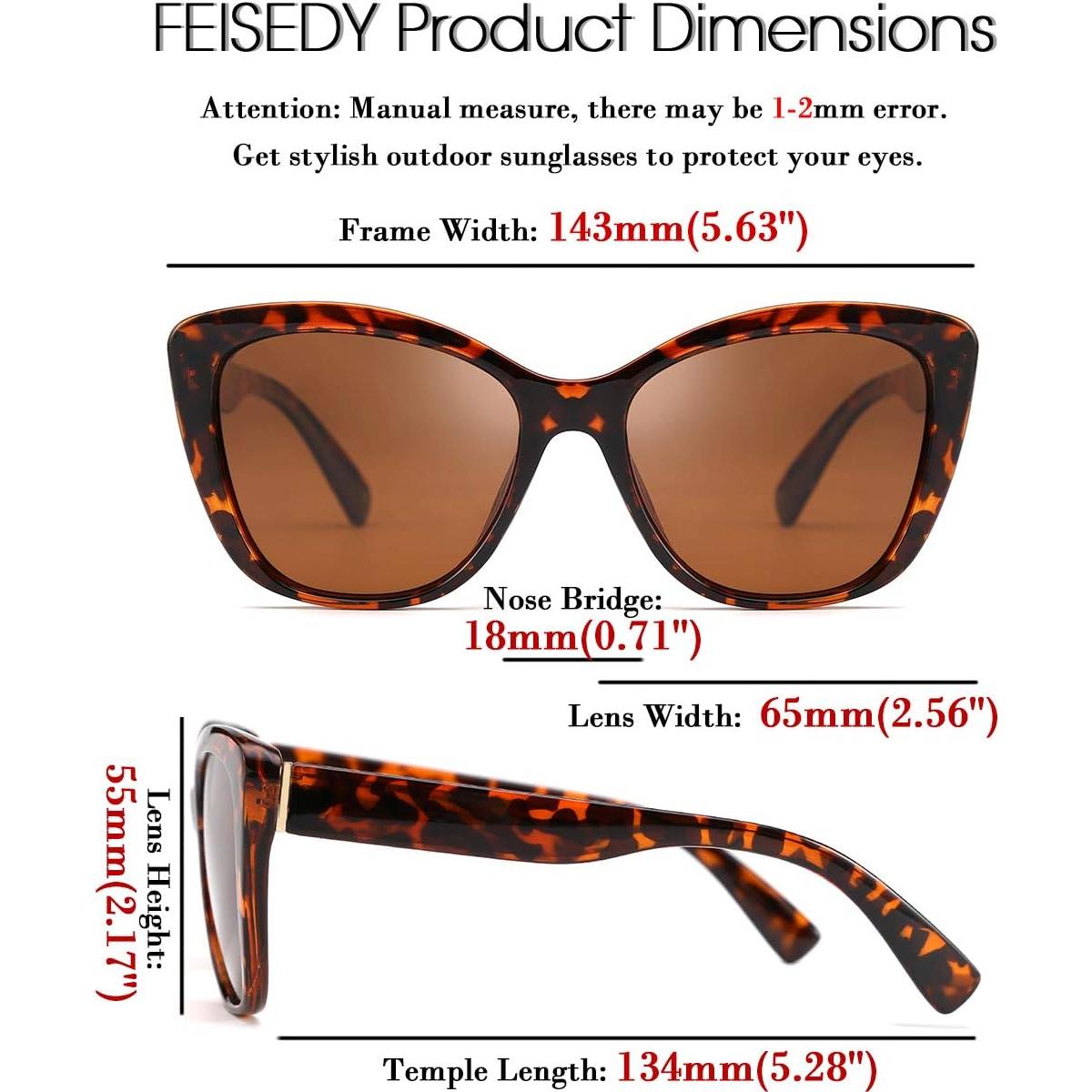 Gafas de Sol FEISEDY Cuadradas Polarizadas 56mm Leopardo