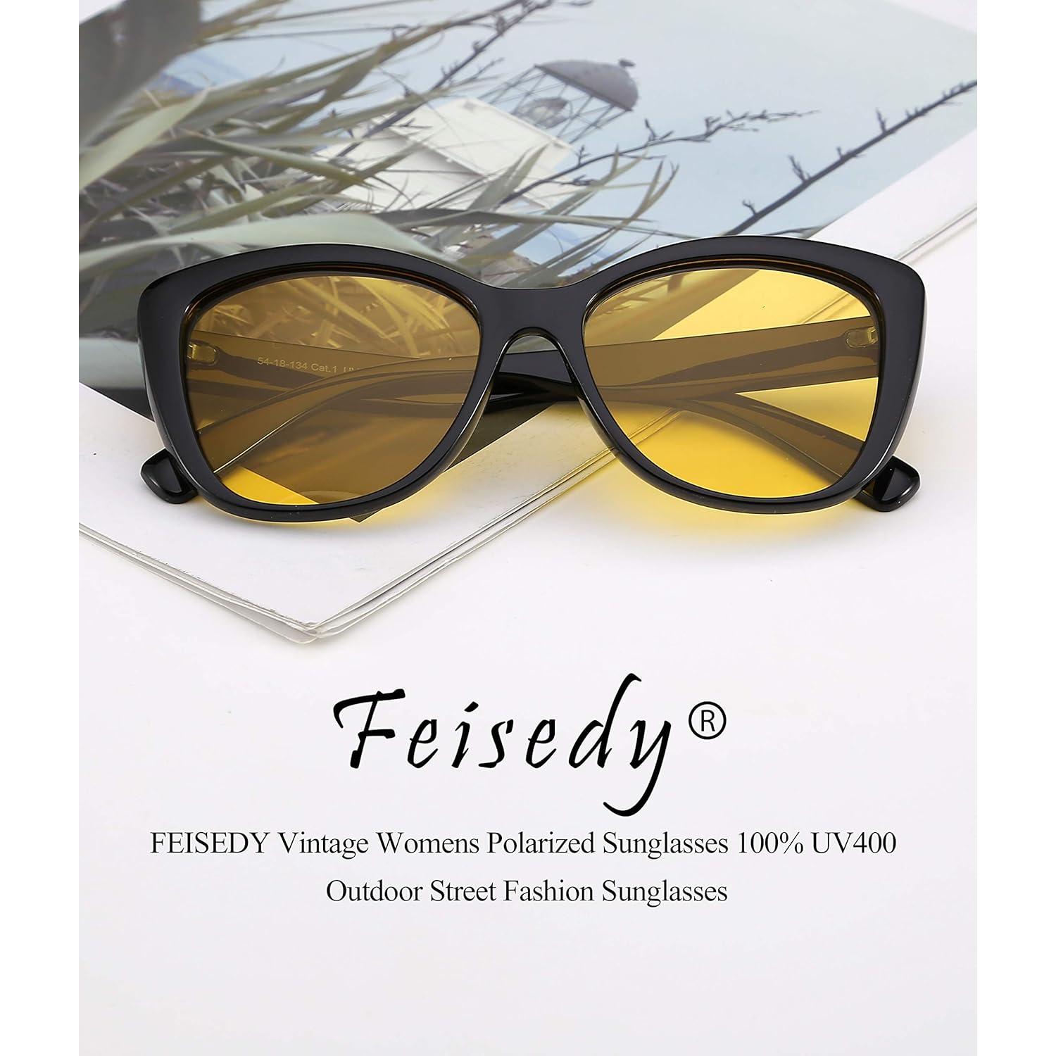 Gafas de Sol FEISEDY Cuadradas Polarizadas Amarillas 56mm