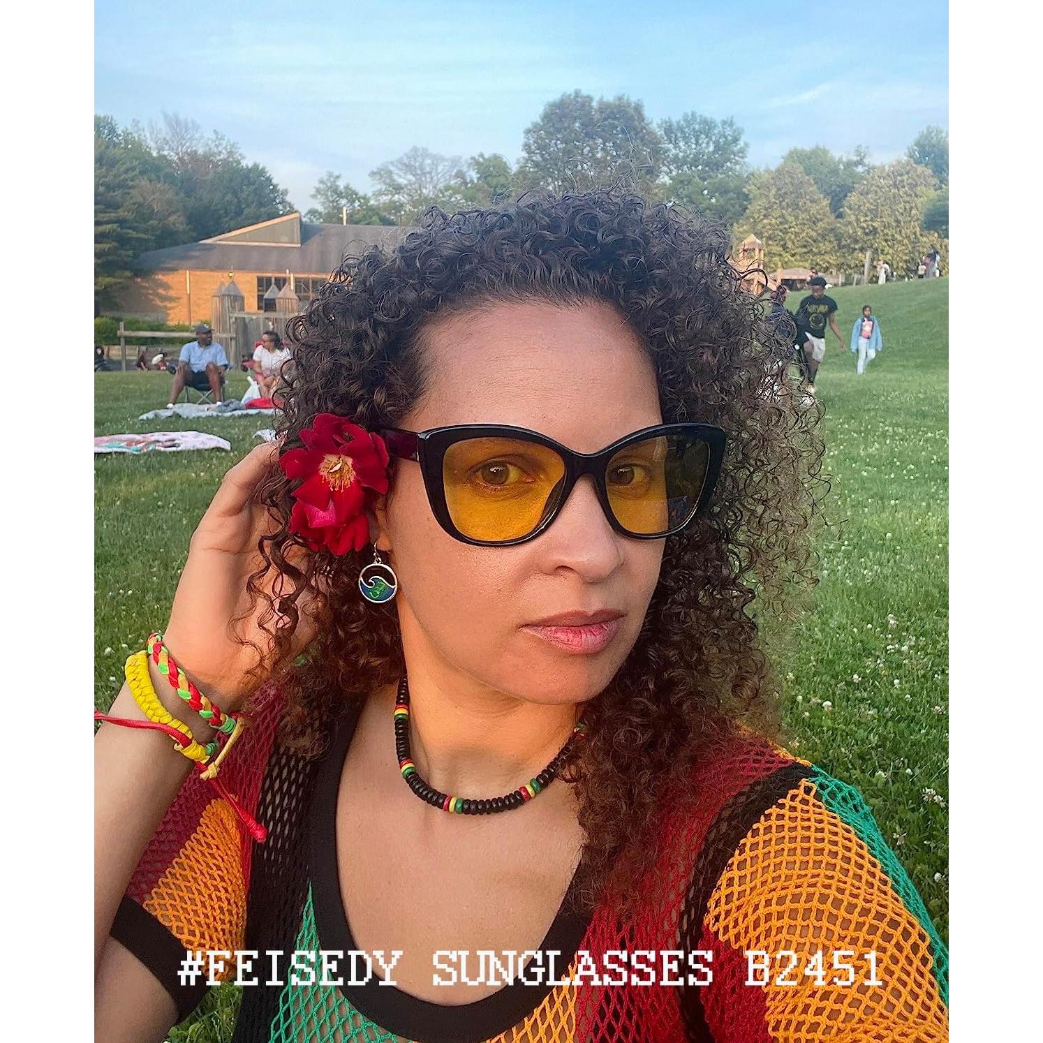 Gafas de Sol FEISEDY Cuadradas Polarizadas Amarillas 56mm