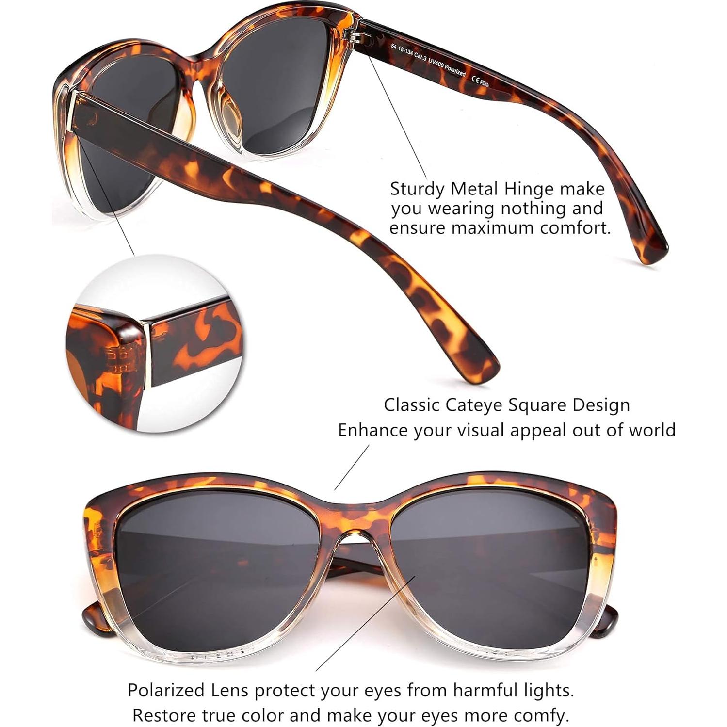 Gafas de Sol FEISEDY Cuadradas Polarizadas Leopardo Claro