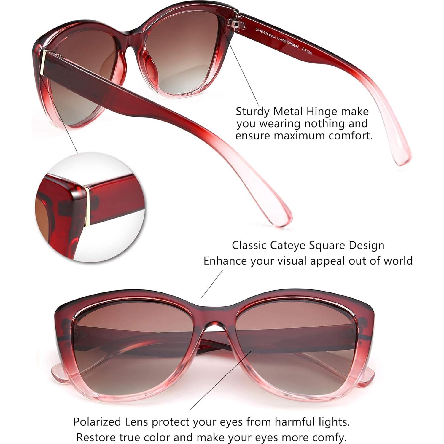 Gafas de Sol FEISEDY Cuadradas Polarizadas Vino 56mm