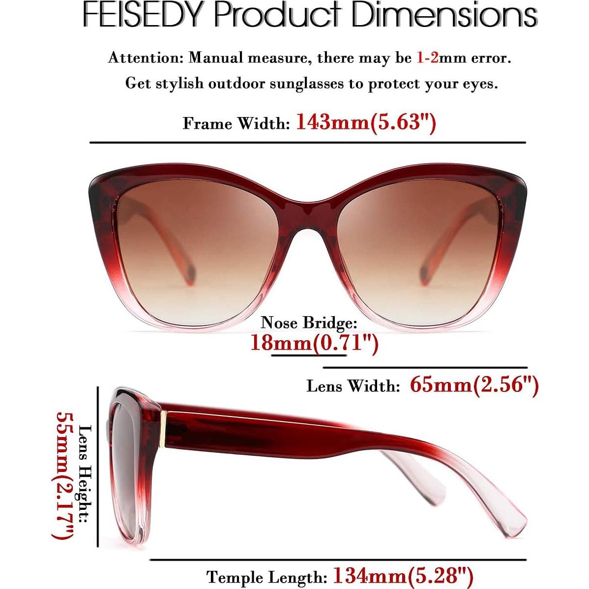 Gafas de Sol FEISEDY Cuadradas Polarizadas Vino 56mm