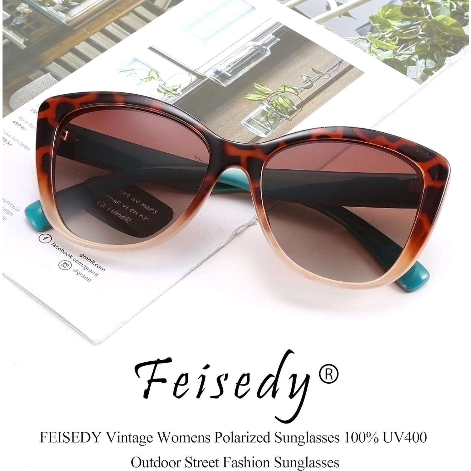 Gafas de Sol FEISEDY Cuadradas Cat Eye Polarizadas 56mm