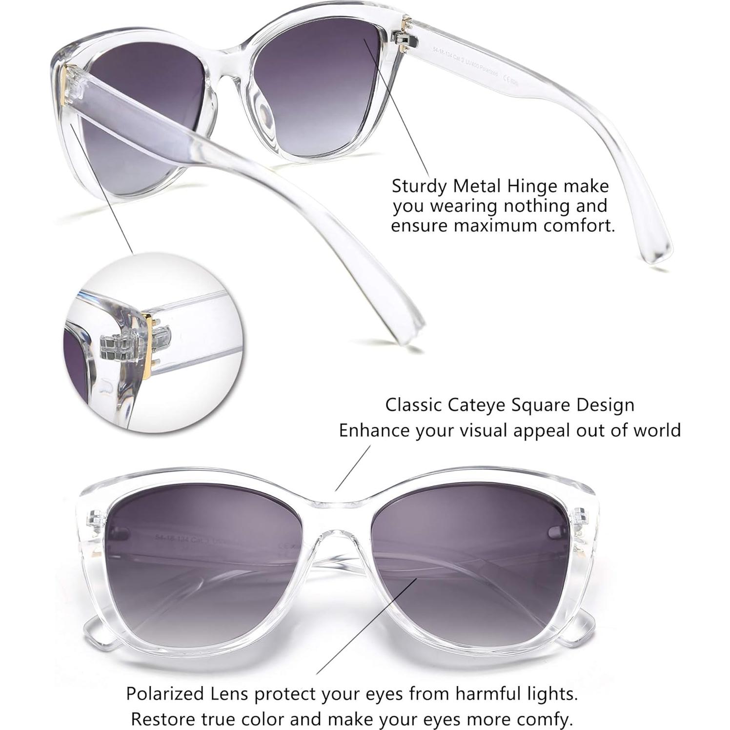 Gafas de Sol FEISEDY Cuadradas Polarizadas 56mm Gris