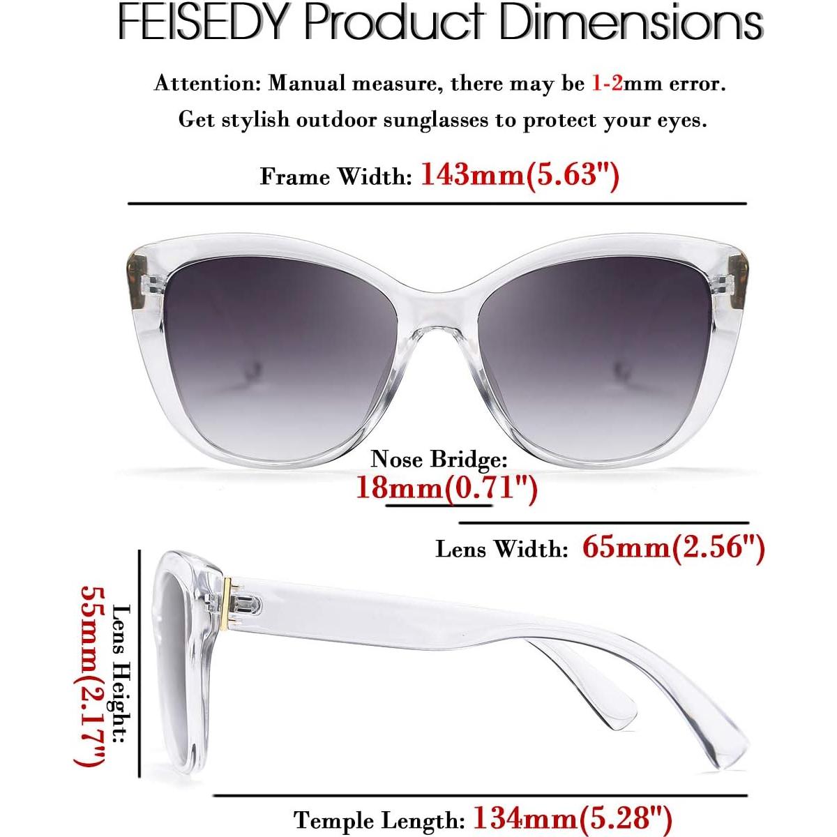 Gafas de Sol FEISEDY Cuadradas Polarizadas 56mm Gris