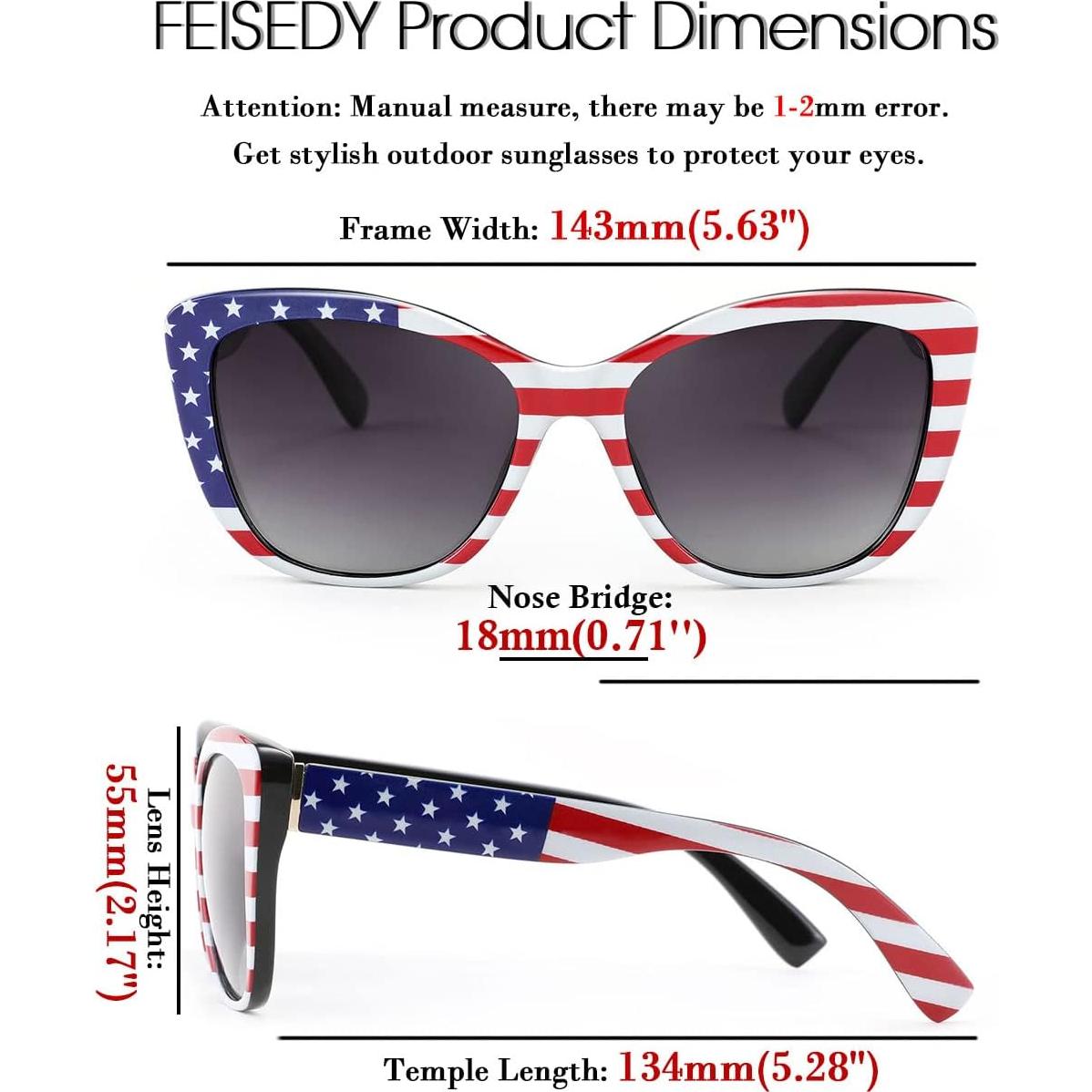 Gafas de Sol FEISEDY Cuadradas Polarizadas 56mm Bandera