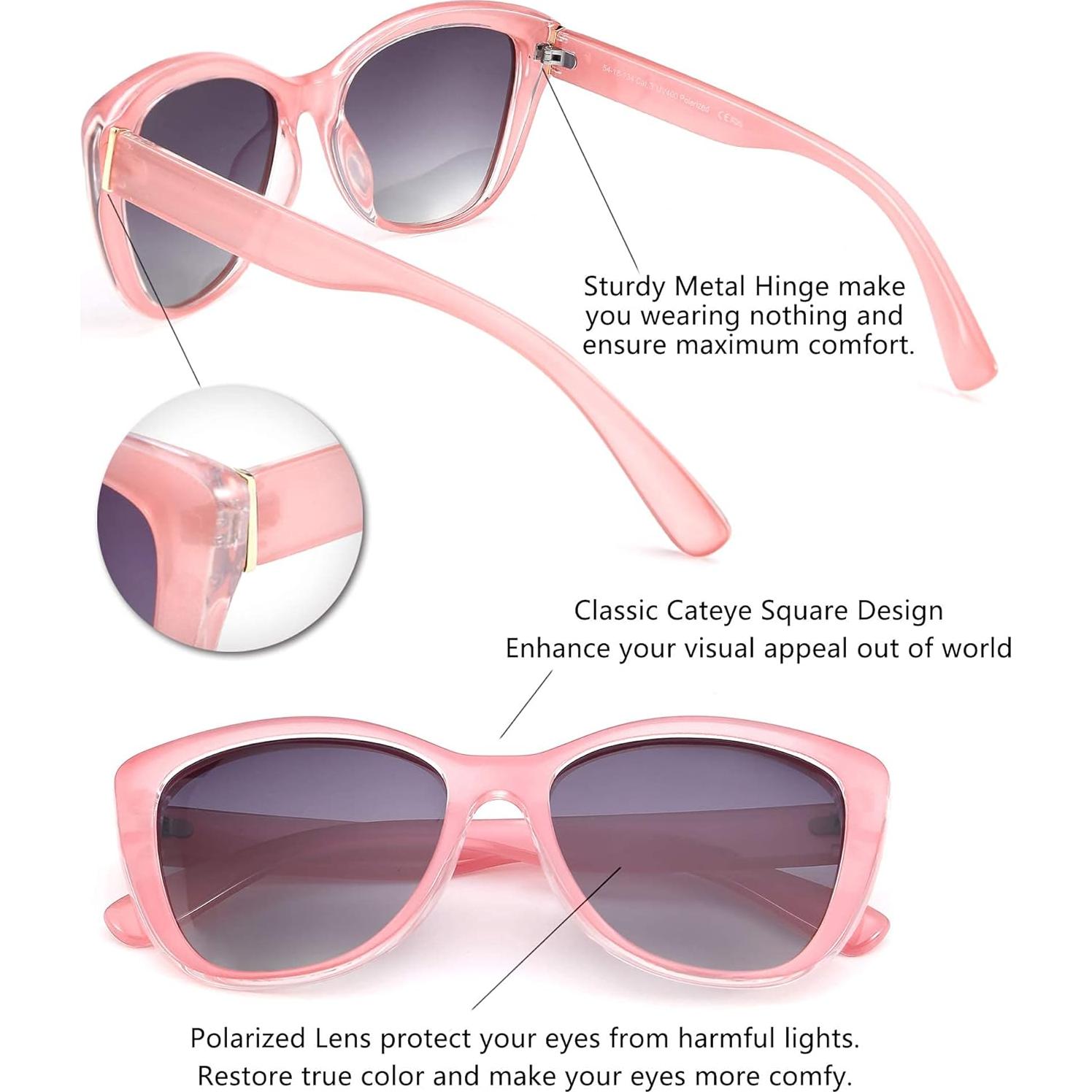 Gafas de Sol FEISEDY Cuadradas Rosa Polarizadas 56mm