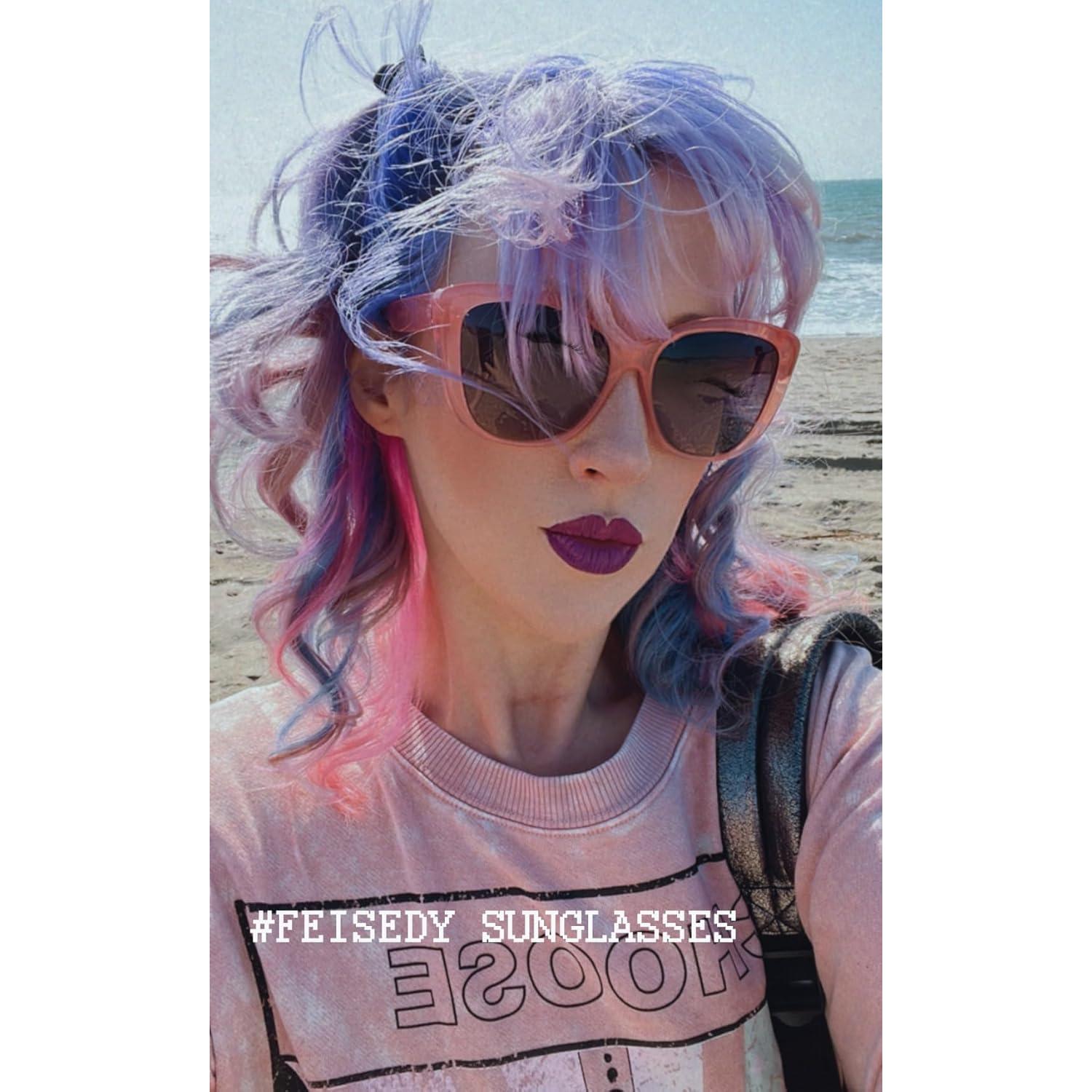 Gafas de Sol FEISEDY Cuadradas Rosa Polarizadas 56mm