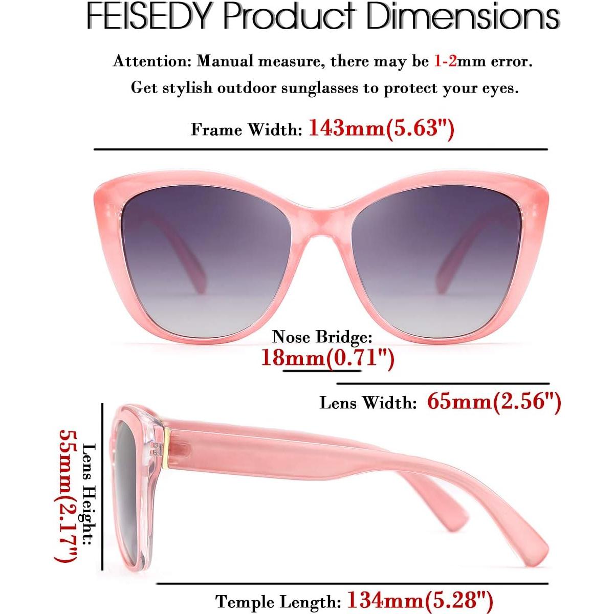 Gafas de Sol FEISEDY Cuadradas Rosa Polarizadas 56mm