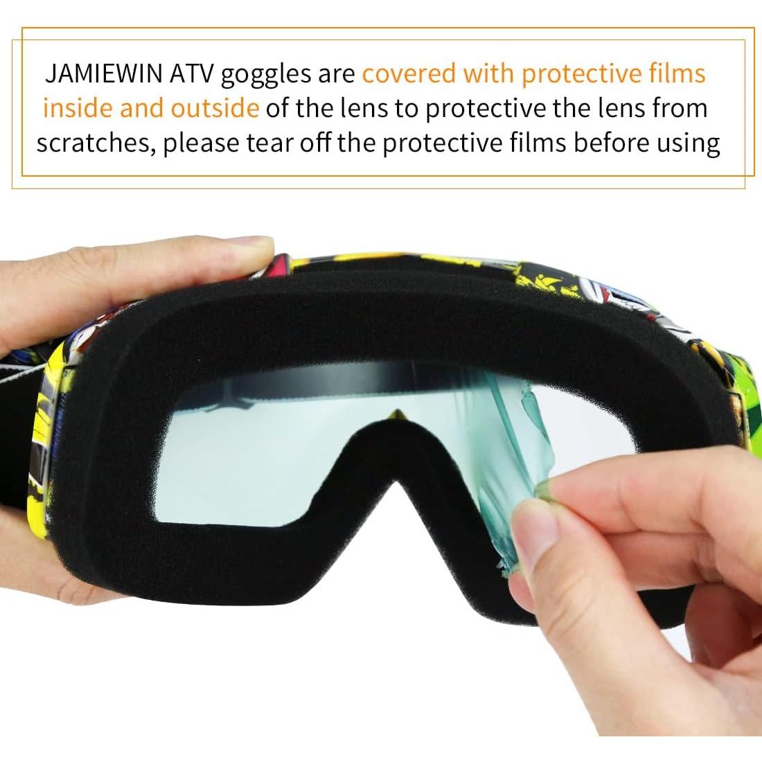 Gafas de Motocross JAMIEWIN Camo Amarillo Lente Clara UV400