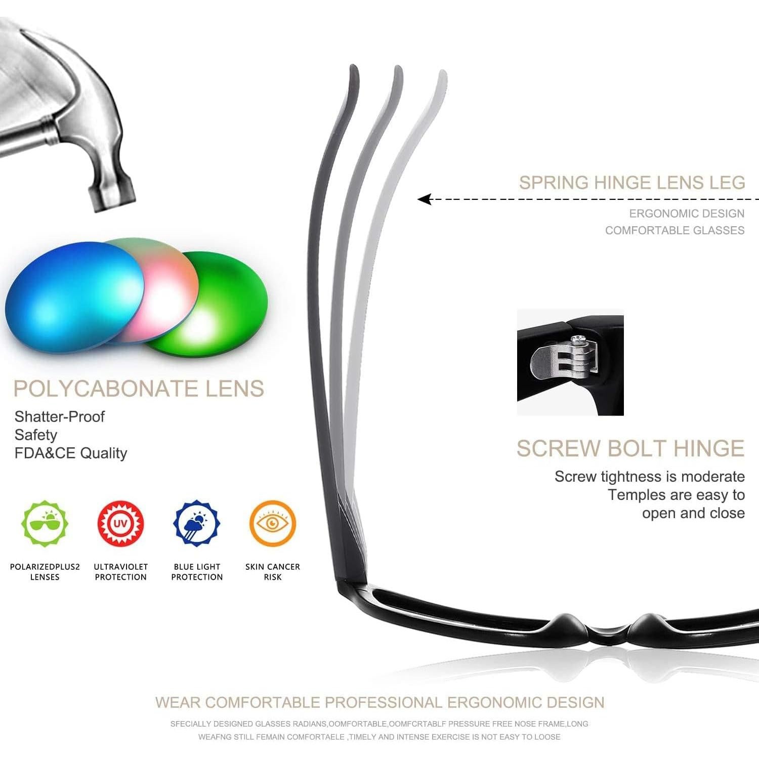 Gafas de sol FEIDUSUN polarizadas UV400 retro negras