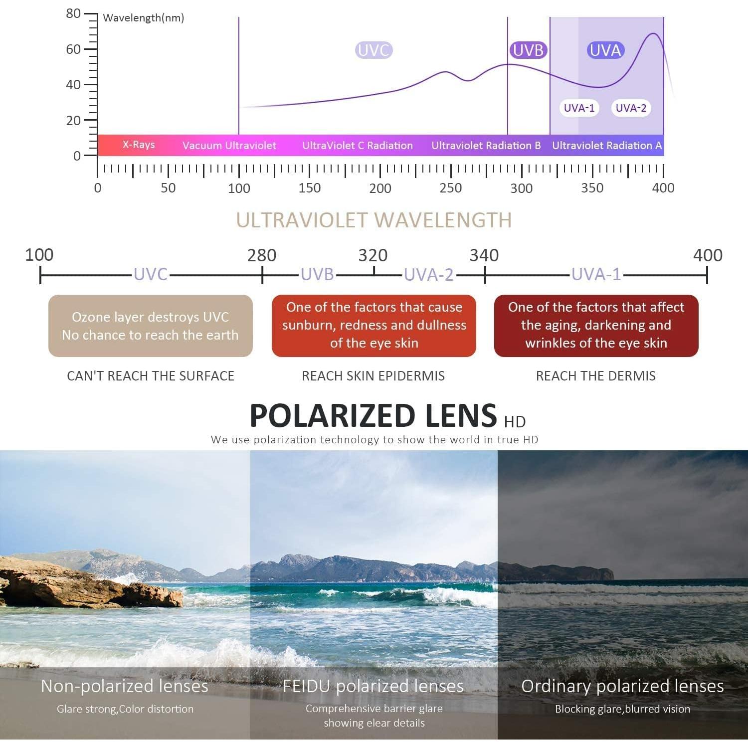 Gafas de Sol FEIDUSUN Polarizadas UV400 Retro Negras