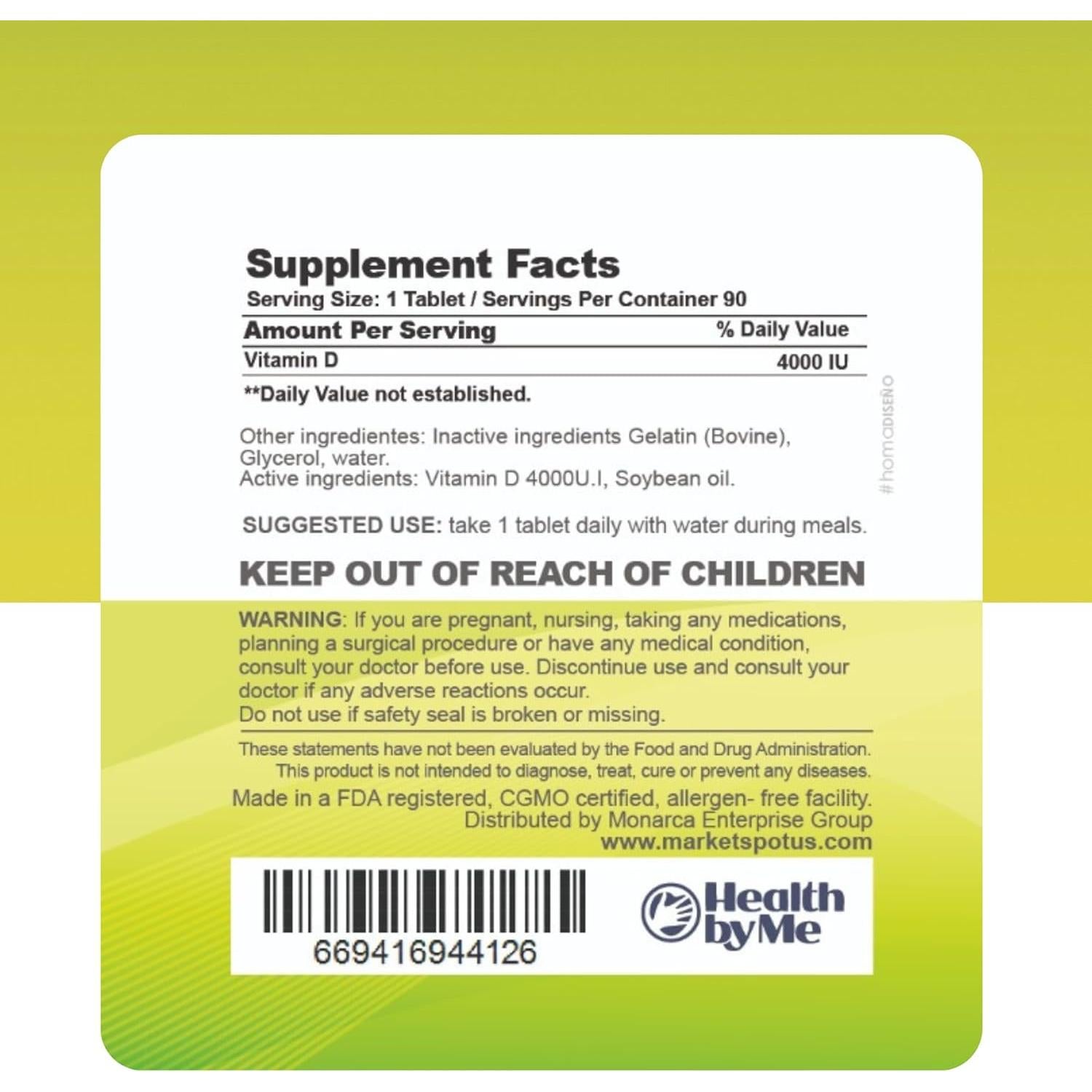 Suplemento Vitamina D3 4000 UI Health By Me - 90 Gelatinas Blandas