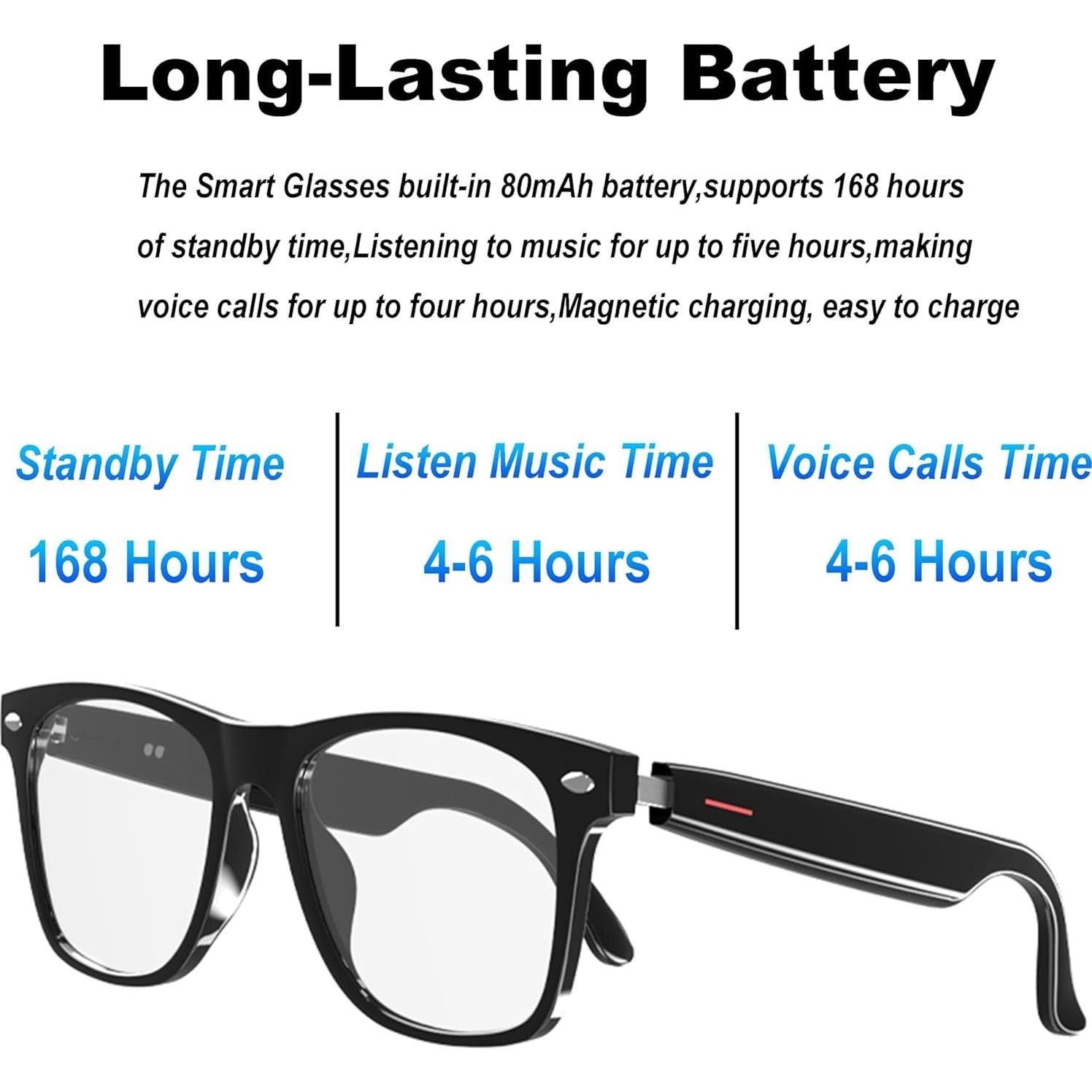 Gafas Bluetooth Meagtlva con Lentes Claras y Audio Abierto