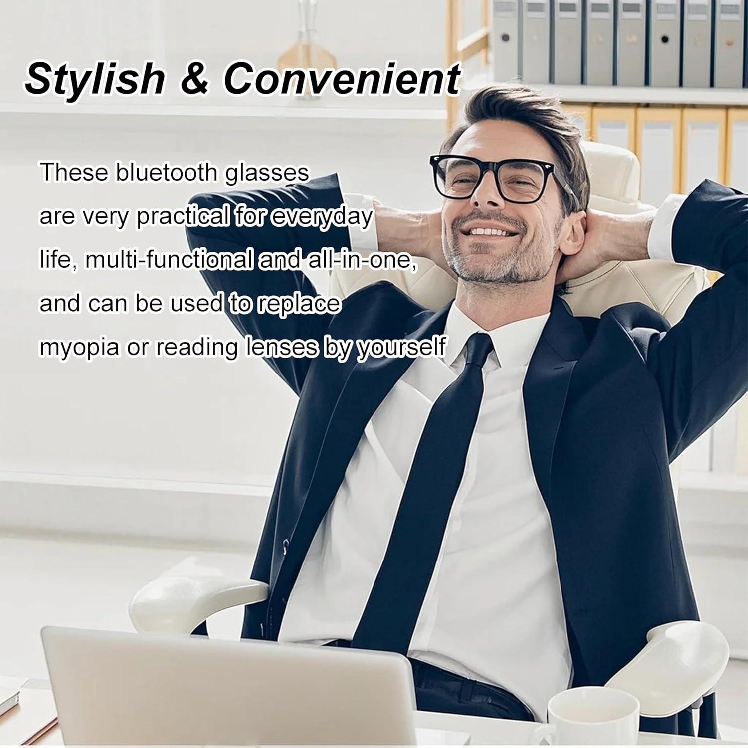 Gafas Bluetooth Meagtlva con Lentes Claras y Audio Abierto