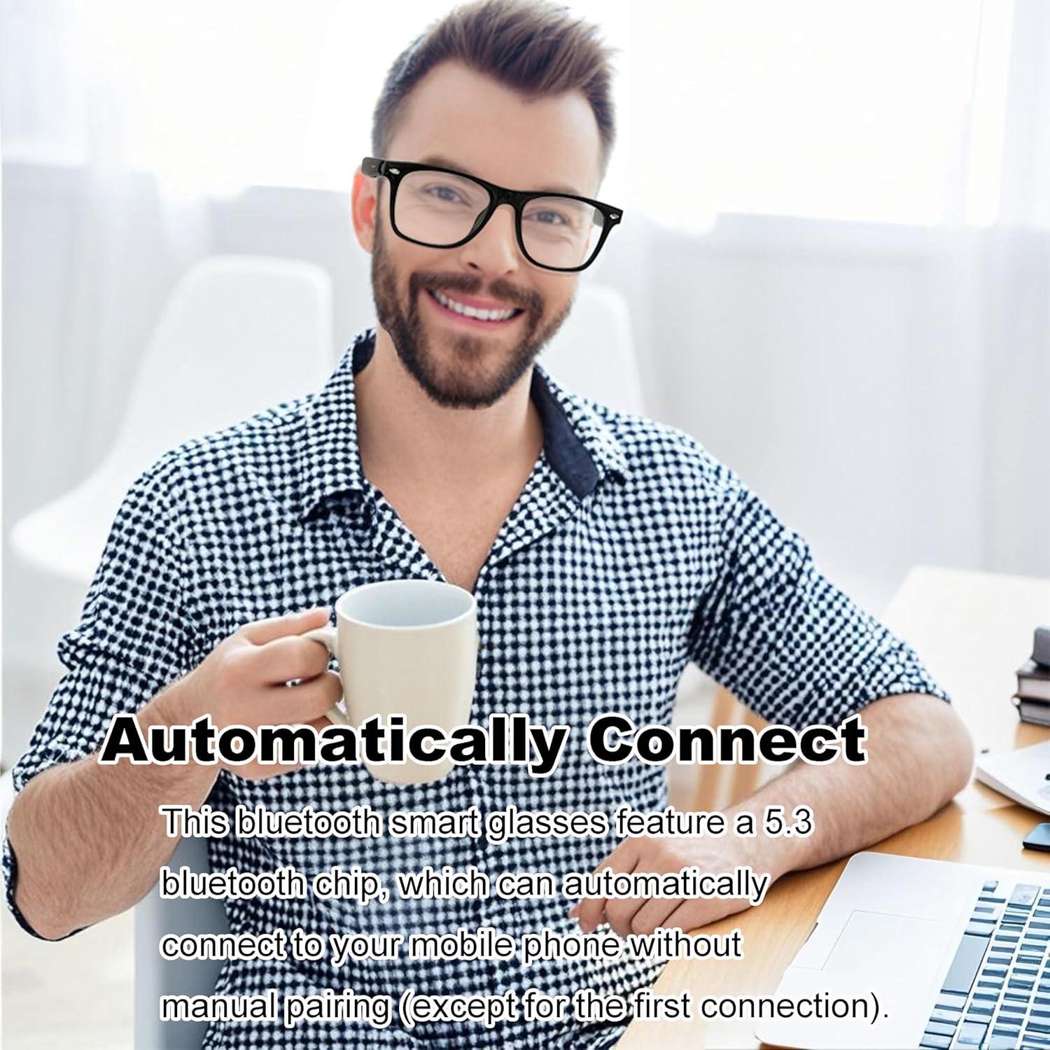 Gafas Bluetooth Meagtlva con Lentes Claras y Audio Abierto