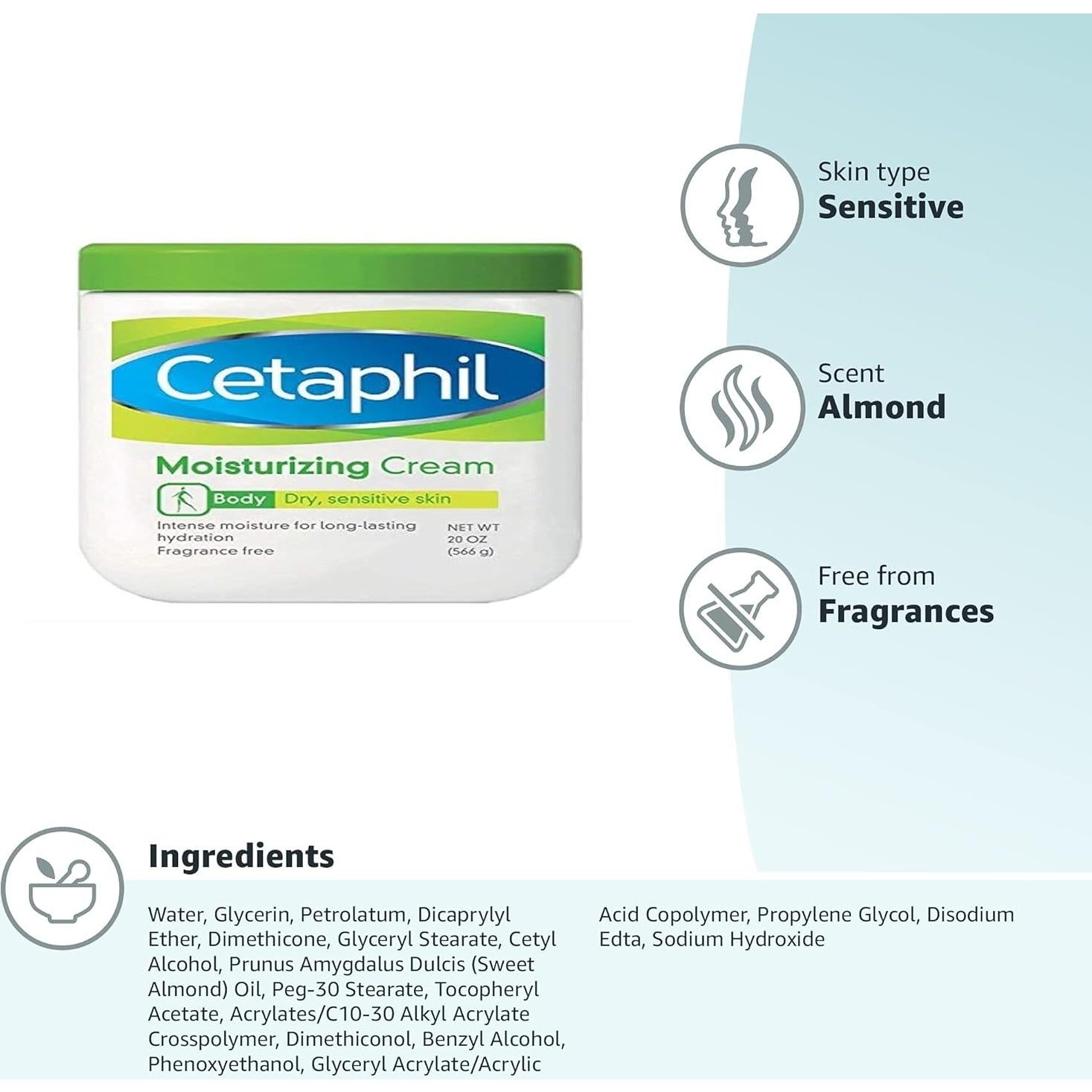 Crema Hidratante Cetaphil 2x20 Oz Piel Seca y Sensible