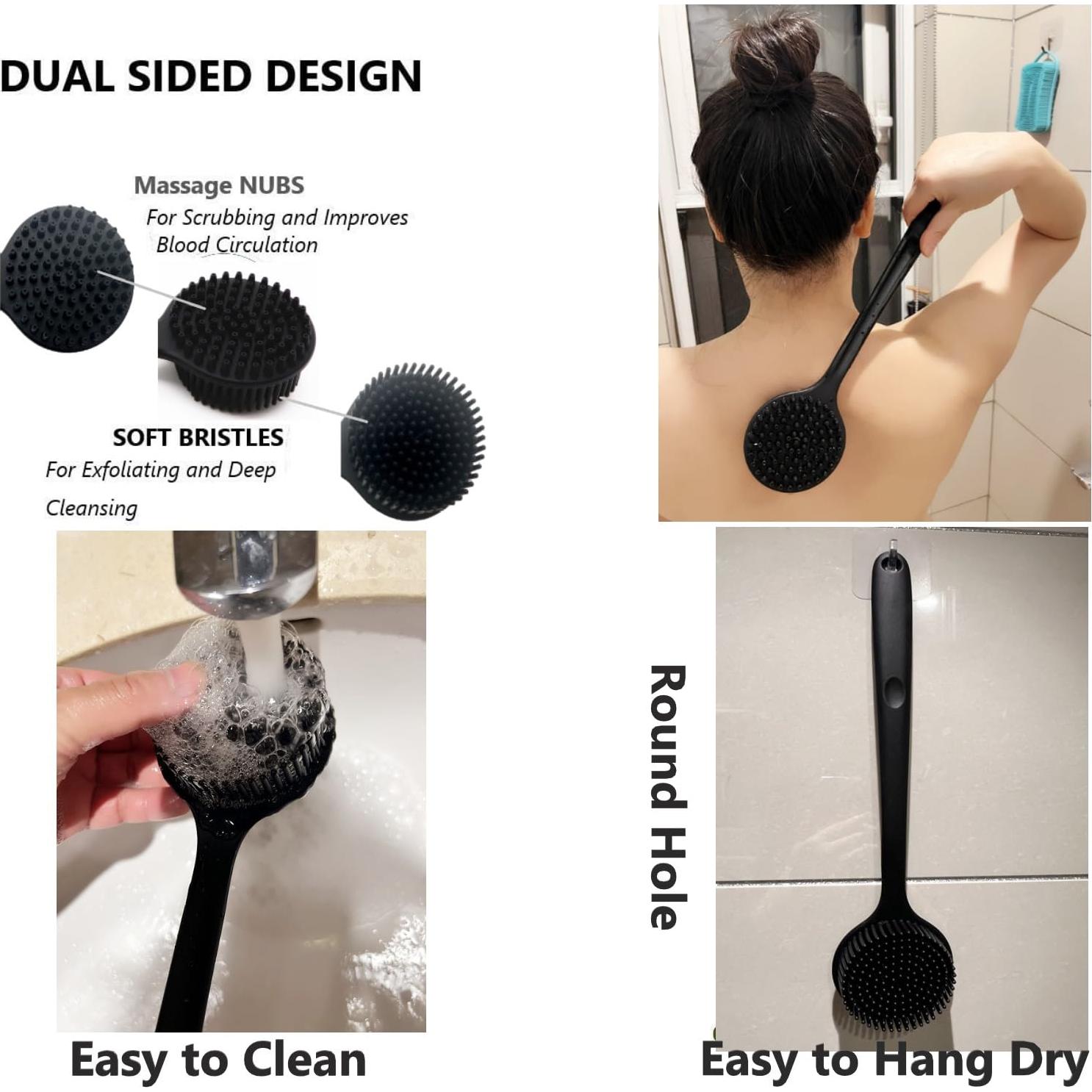 Esfregador de Cuerpo de Silicona CINLITEK 38 cm con Gancho