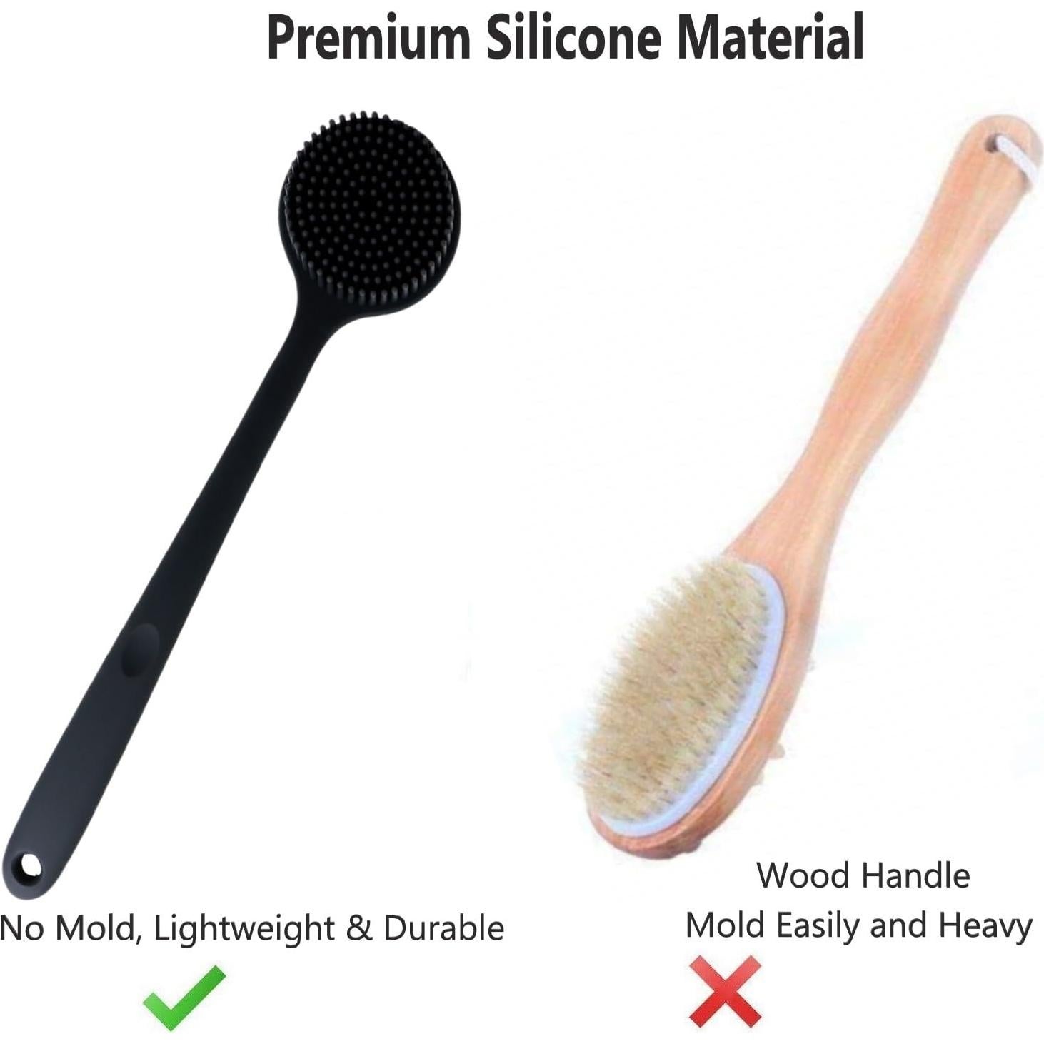 Esfregador de Cuerpo de Silicona CINLITEK 38 cm con Gancho