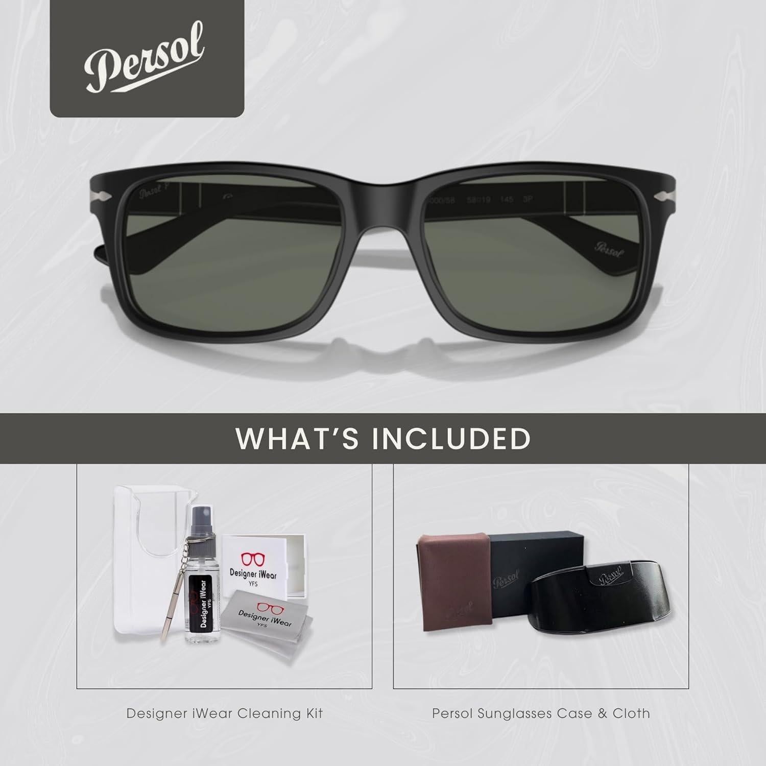 Gafas de sol rectangulares Persol PO3048S para hombres + kit iWear