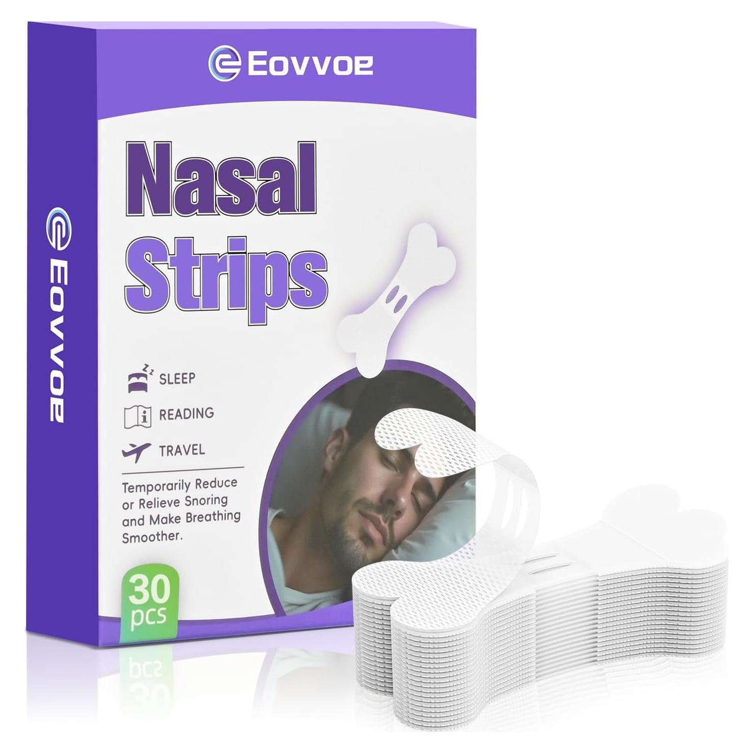 Tiras Nasales Eovvoe 30 Pcs Alivio Ronquidos Congestión
