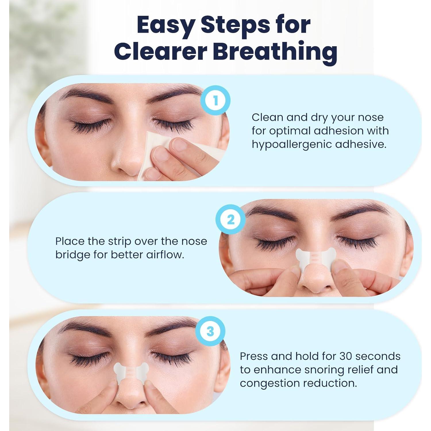 Tiras Nasales Eovvoe 30 Pcs Alivio Ronquidos Congestión