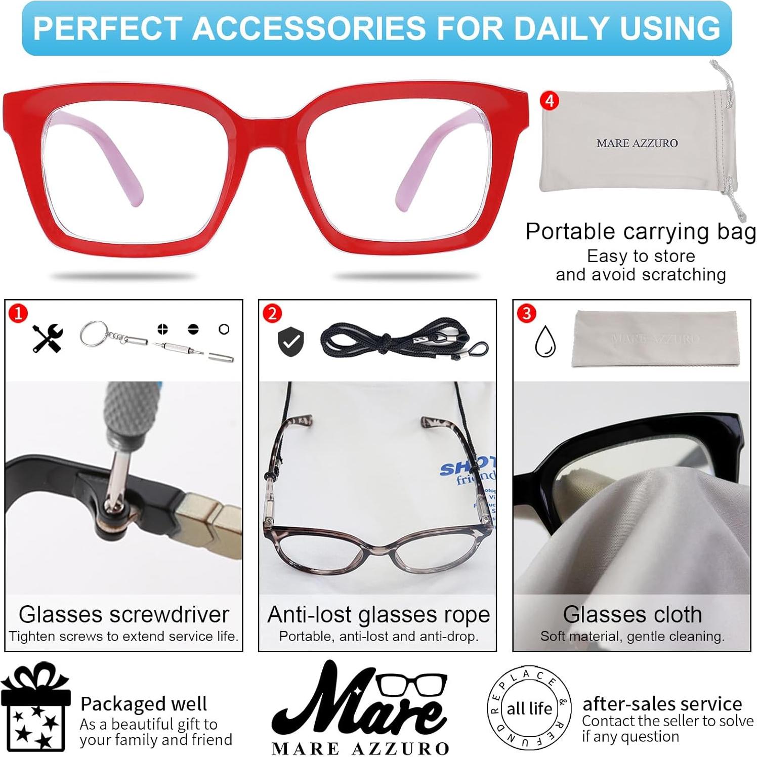 Gafas de Lectura MARE AZZURO Cuadradas Retro 1.25x Rojo