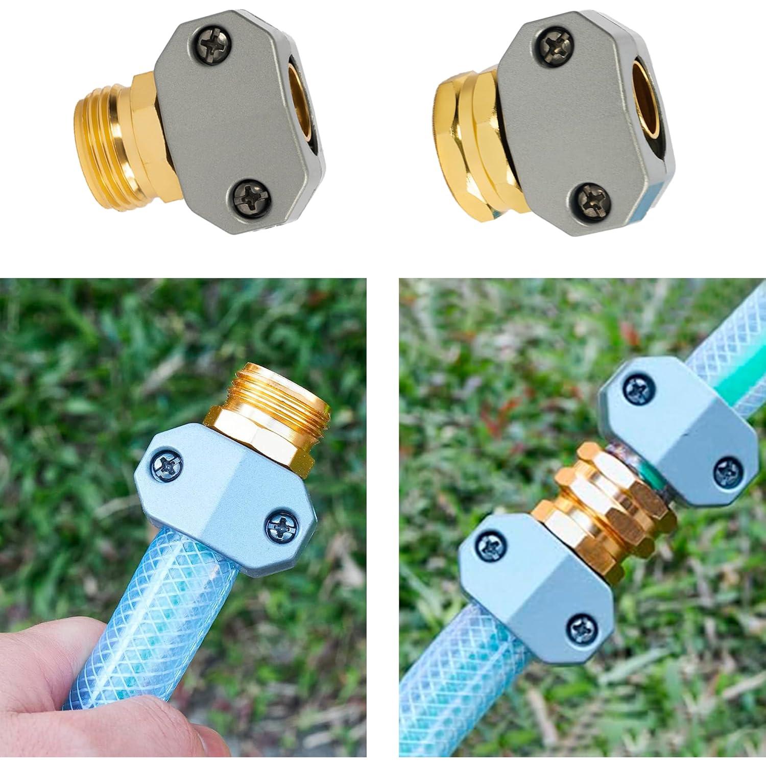 Kit de Reparación de Manguera de Jardín Hourleey - Aluminio, 6 Piezas