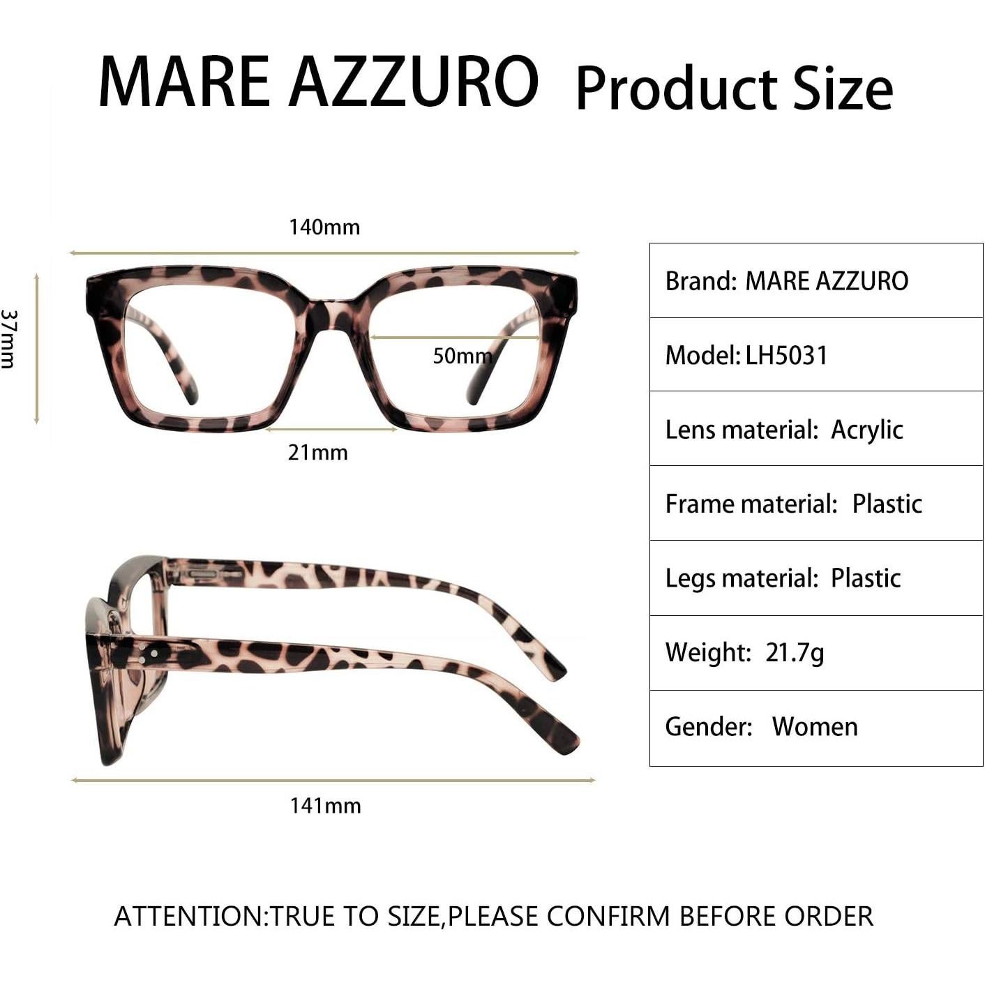 Gafas de Lectura MARE AZZURO Oversized 0.00 para Mujeres