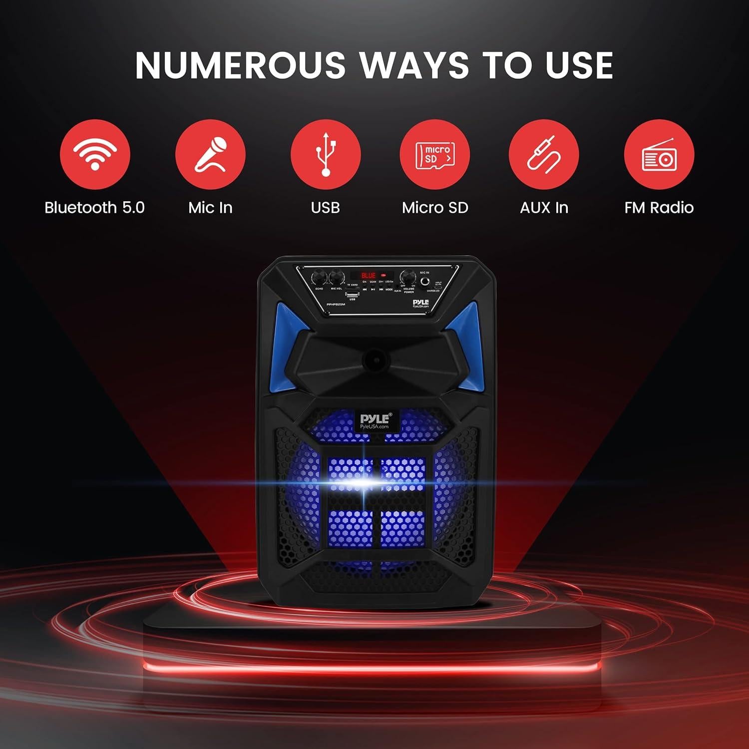 Altavoz PA Bluetooth Pyle 400W con micrófono y luces LED