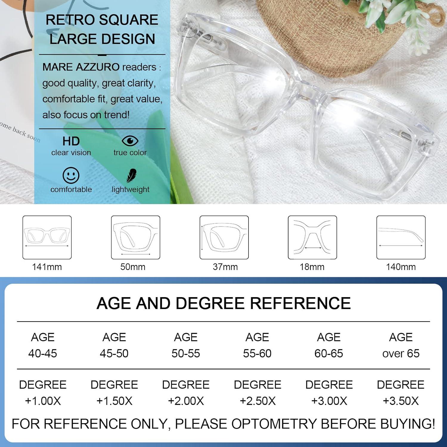 Gafas de Lectura MARE AZZURO Cuadradas Oversized 3.00x