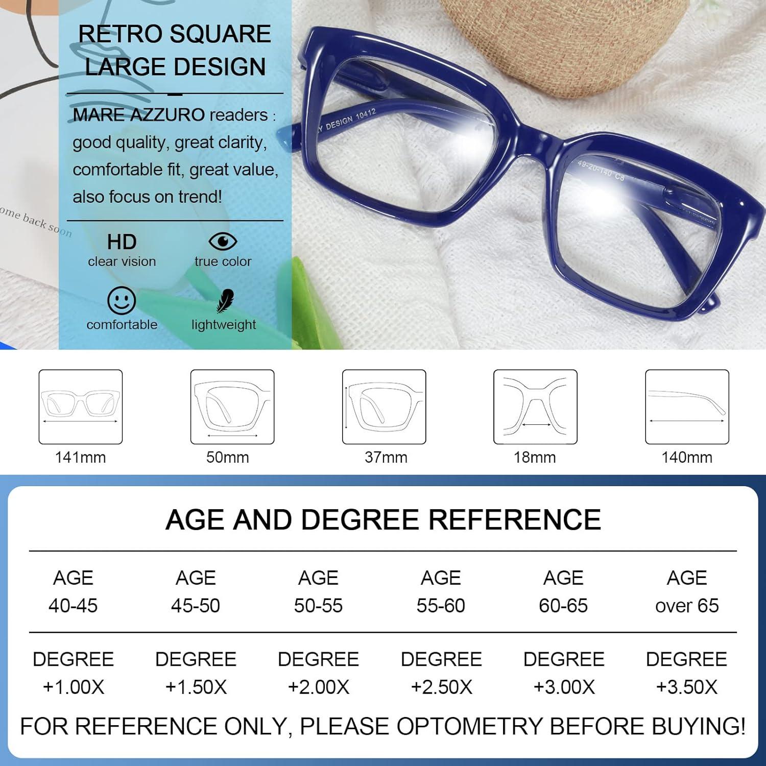 Gafas de Lectura Retro Cuadradas MARE AZZURO 2.0 Mujeres