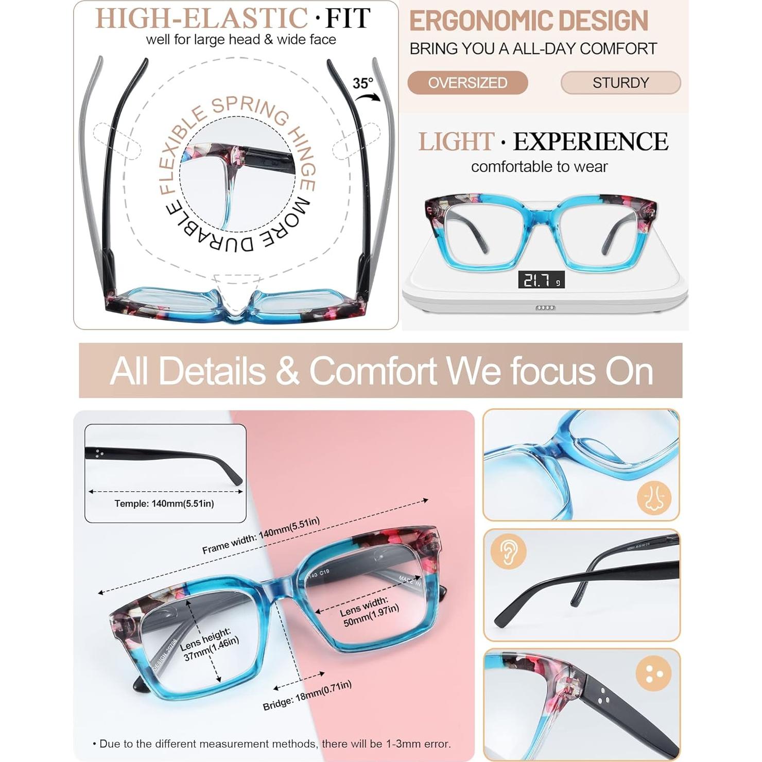 Gafas de Lectura MARE AZZURO 1.25 Cuadradas Retro Mujeres