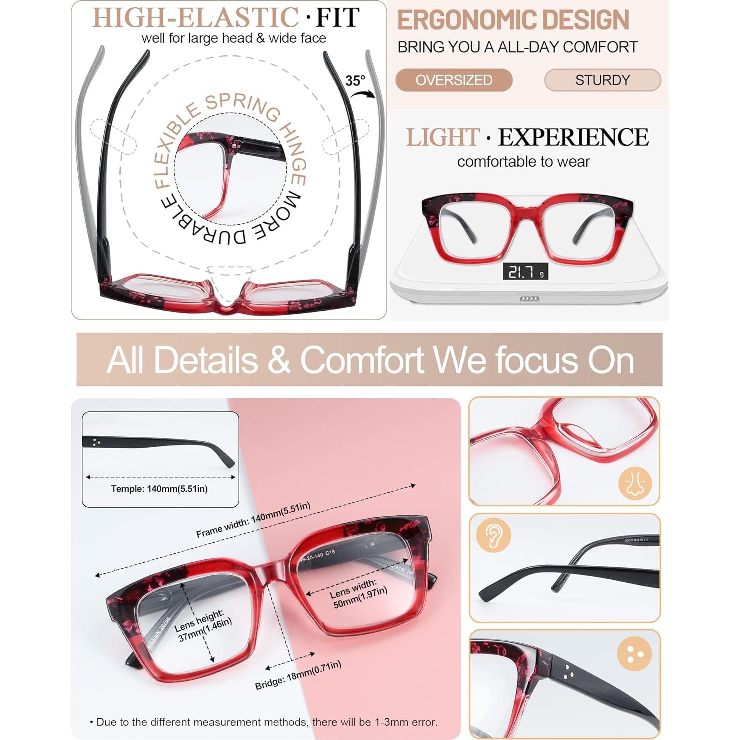 Gafas de Lectura MARE AZZURO 2.50 Cuadradas Retro Mujeres