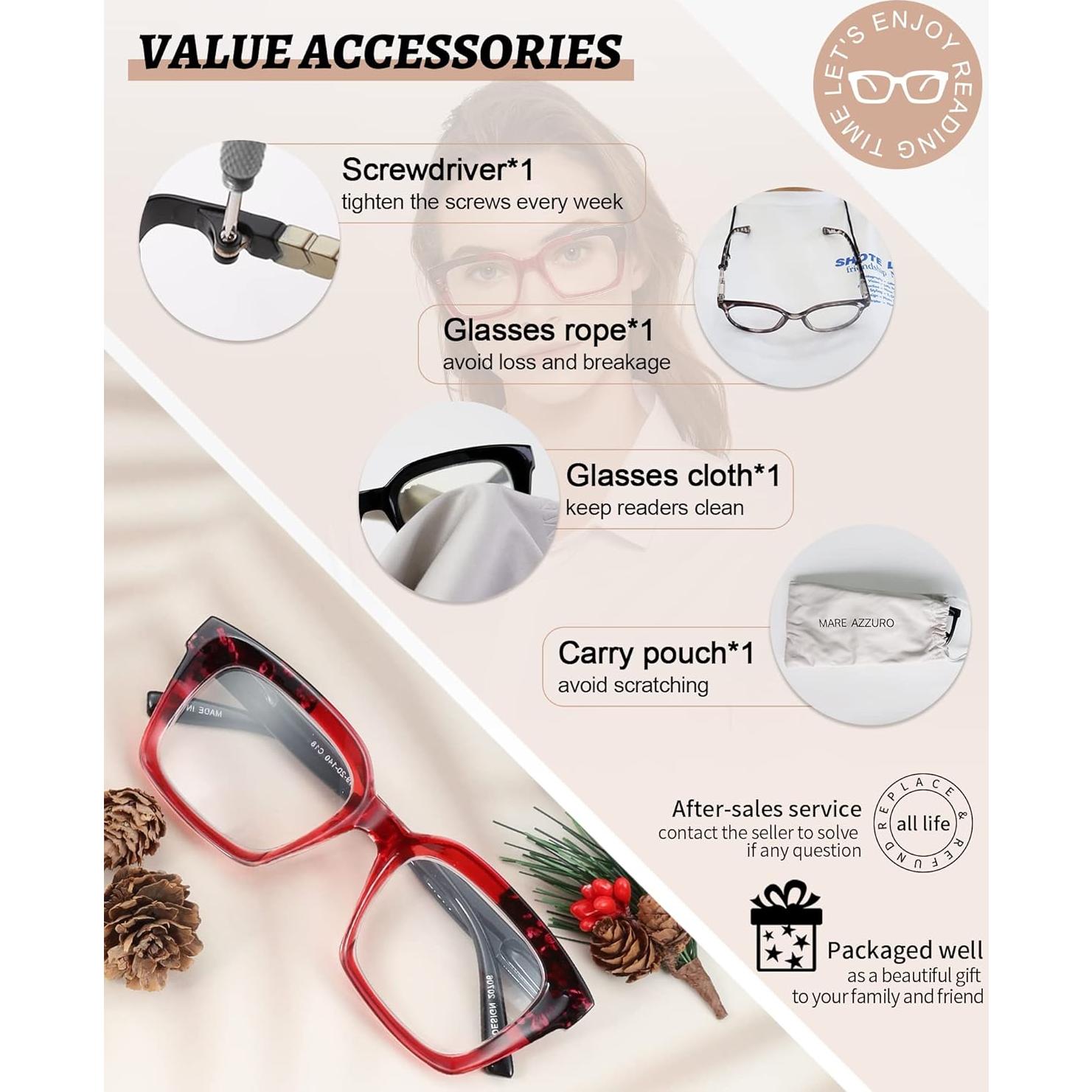 Gafas de Lectura MARE AZZURO 2.50 Cuadradas Retro Mujeres