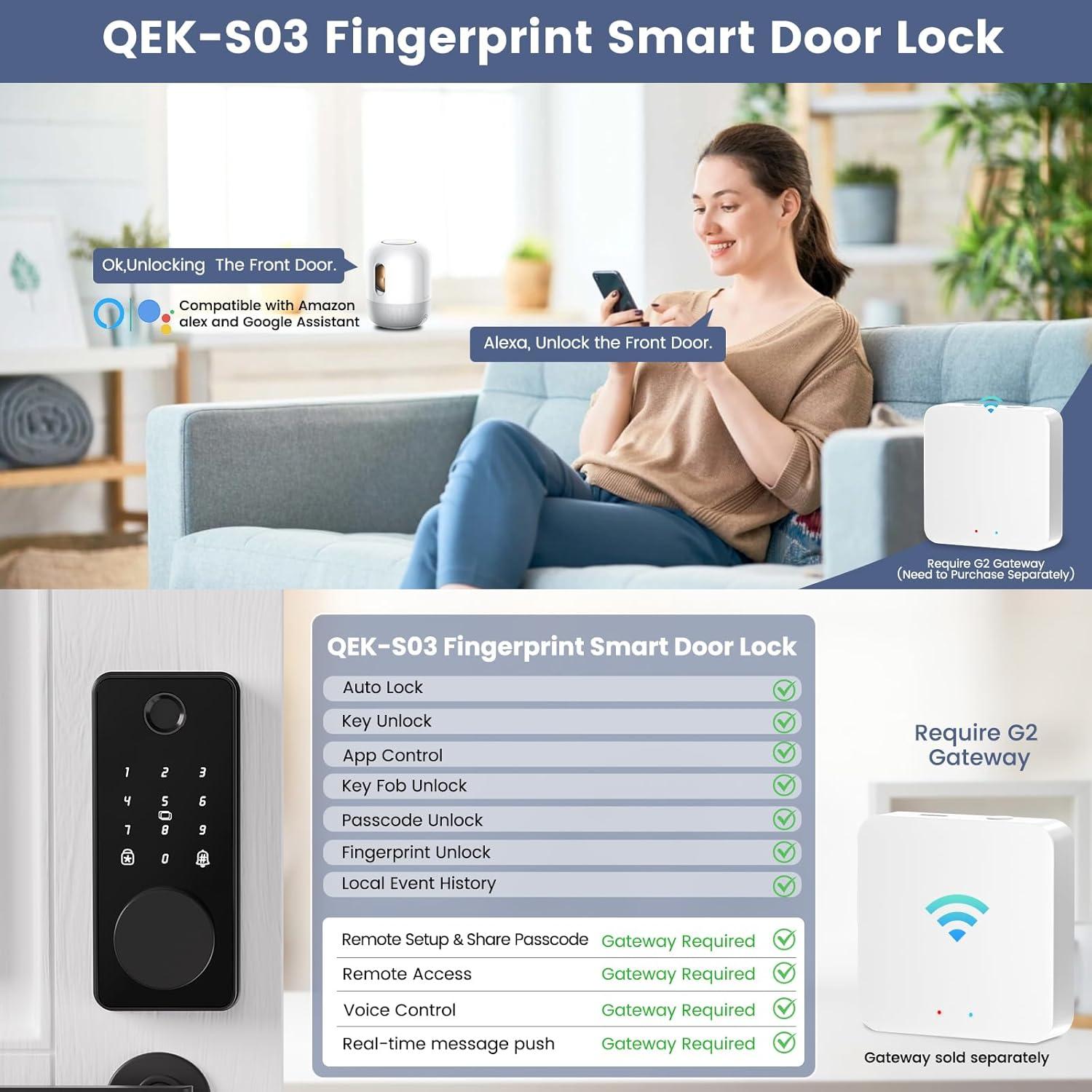 Cerradura Inteligente Biquole QEK-S03 Huella Dactilar