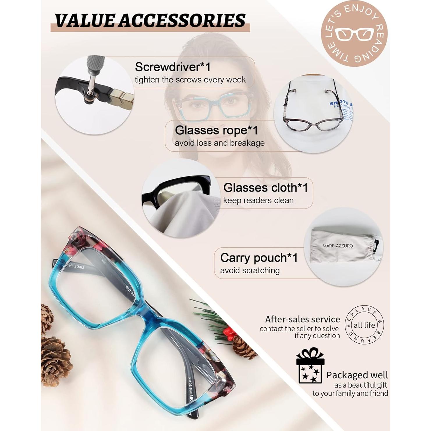 Gafas de Lectura MARE AZZURO 2.75 Cuadradas Retro Mujeres