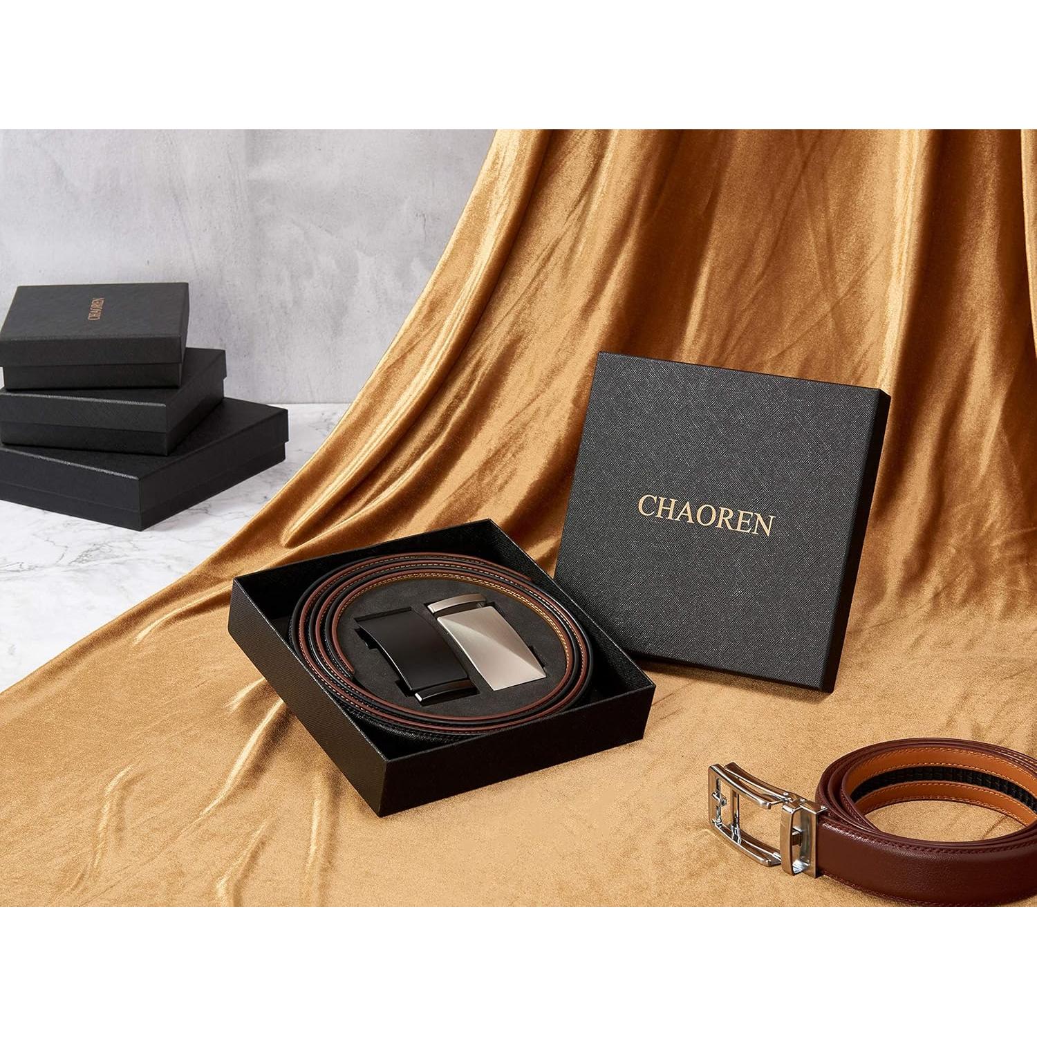 Cinturón de Cuero Chaoren para Hombres 2 Pack - Ajustable 35mm