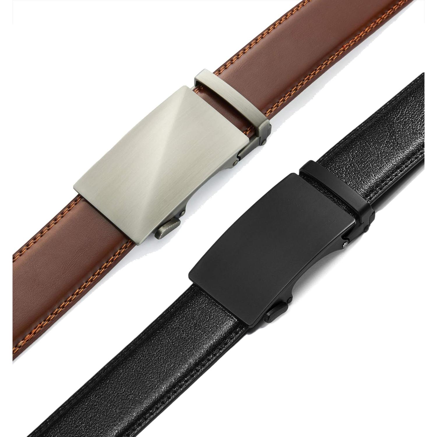 Cinturón de Cuero Chaoren para Hombres 2 Pack - Ajustable 35mm