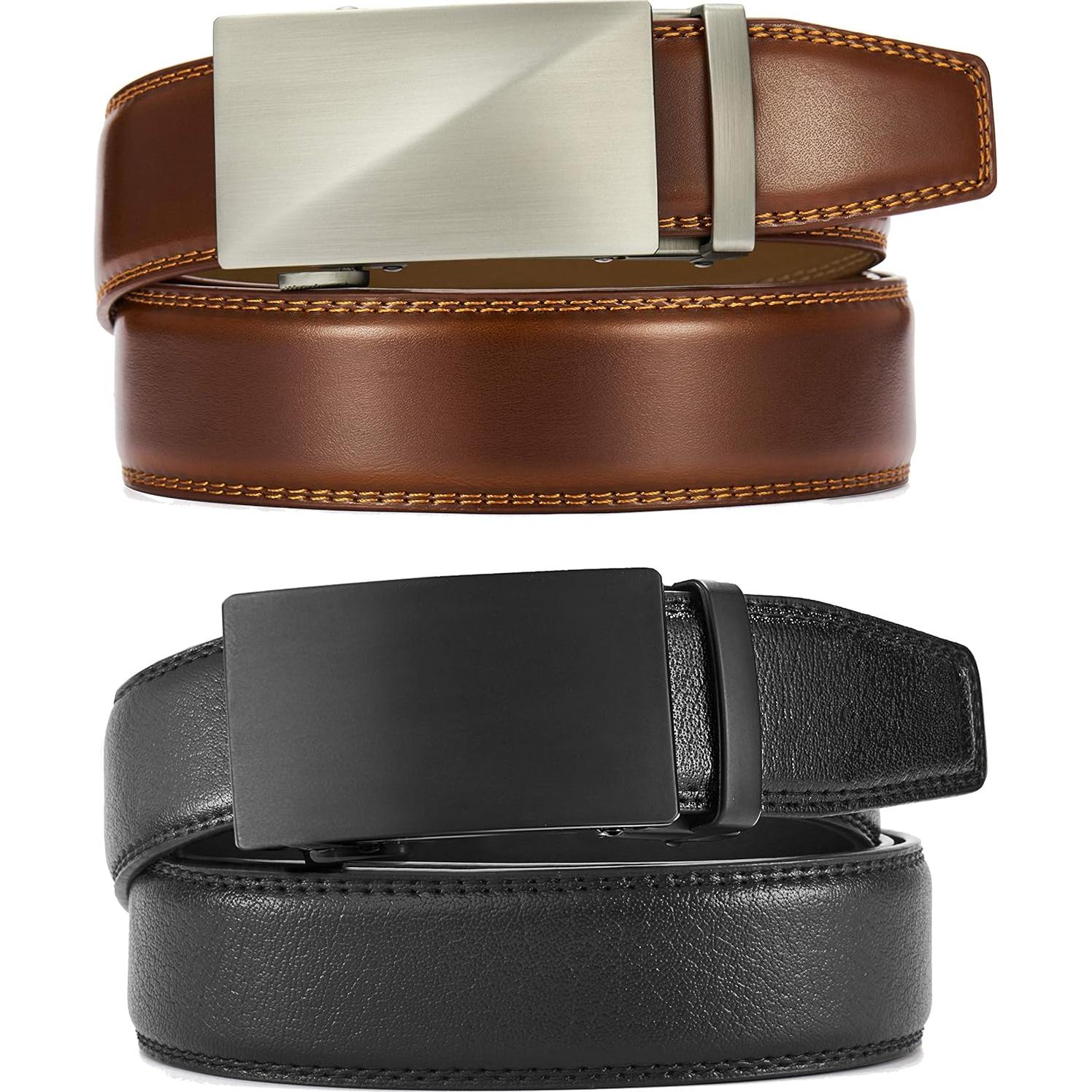 Cinturón de Cuero Chaoren para Hombres 2 Pack - Ajustable 35mm