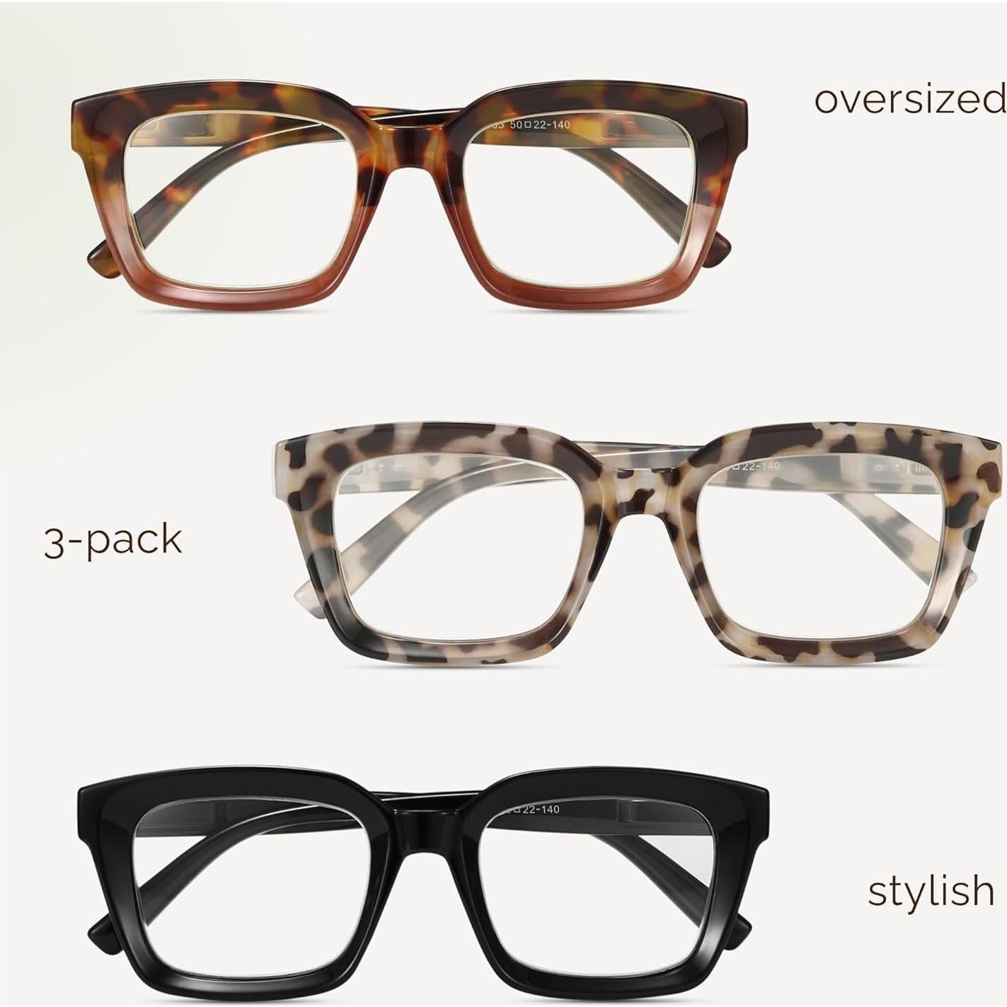 Gafas de Lectura Miyya Estilo Oprah UV400 3 Pack 1.25x