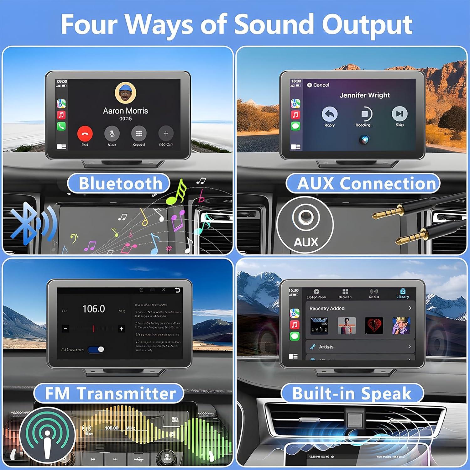 Pantalla CarPlay Portátil LANGDA 7" HD Inalámbrica GPS Bluetooth