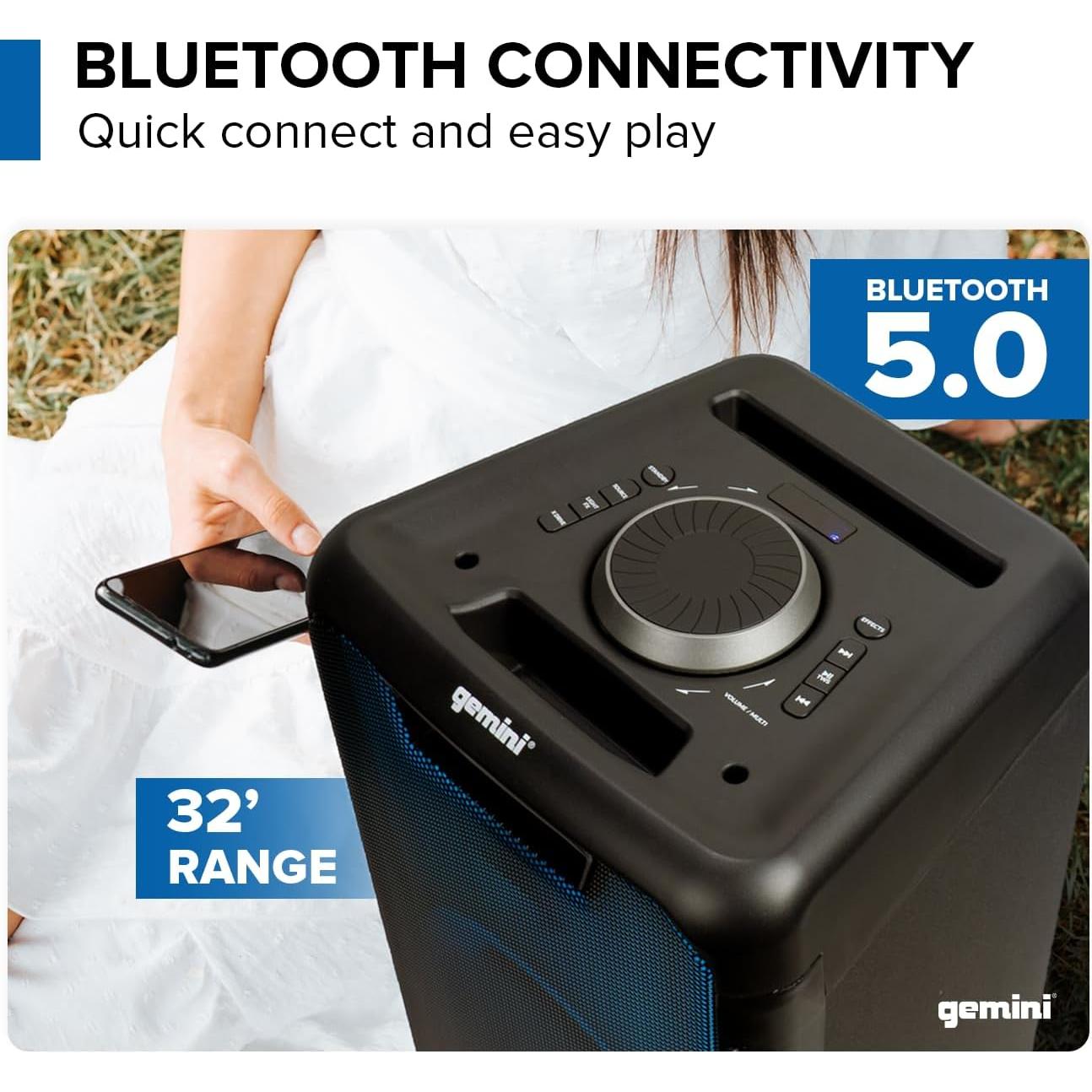 Altavoz Bluetooth Gemini GLS-880 1000W con luces LED y micrófono