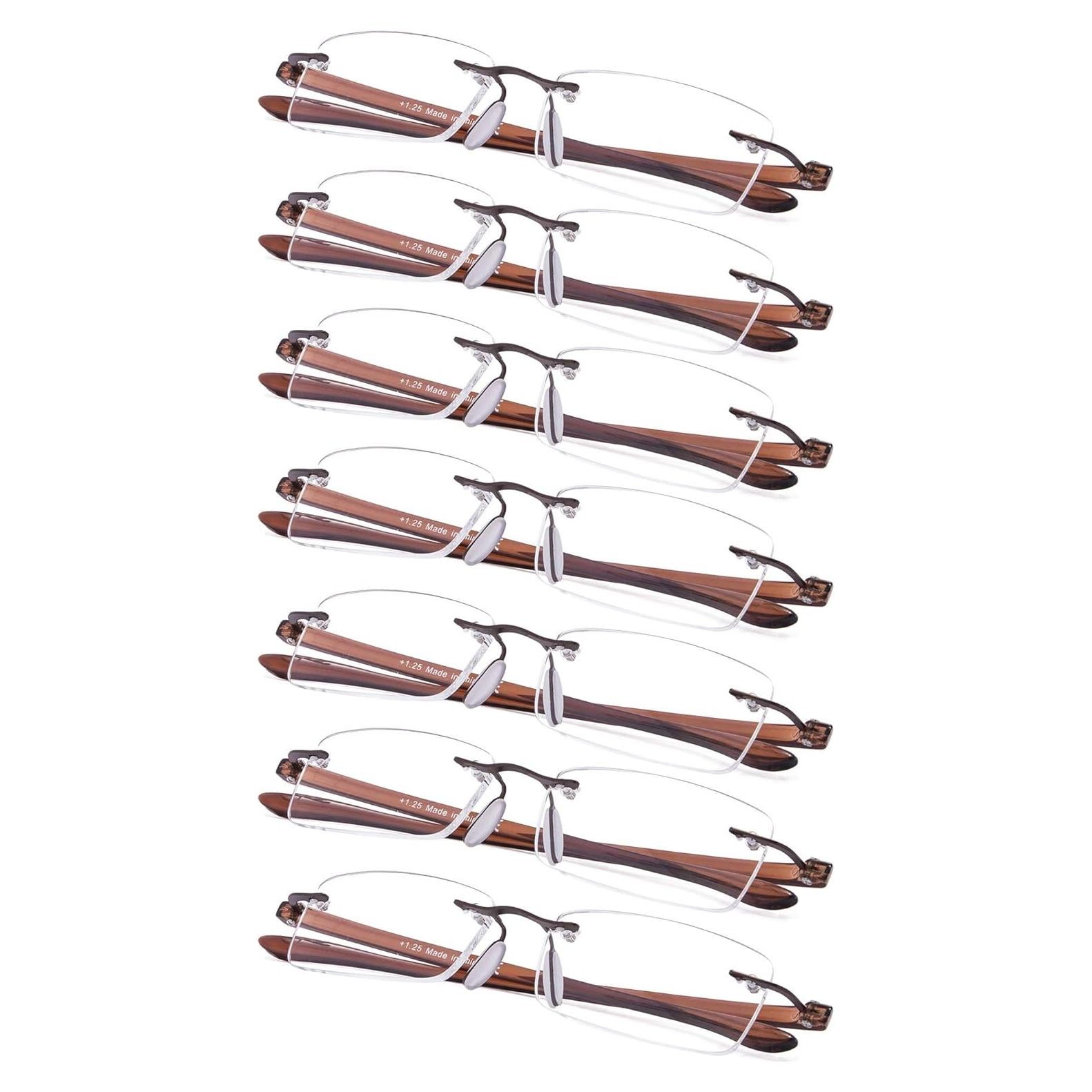 Paquete de 7 gafas de lectura Gr8sight +4.00 Marrón